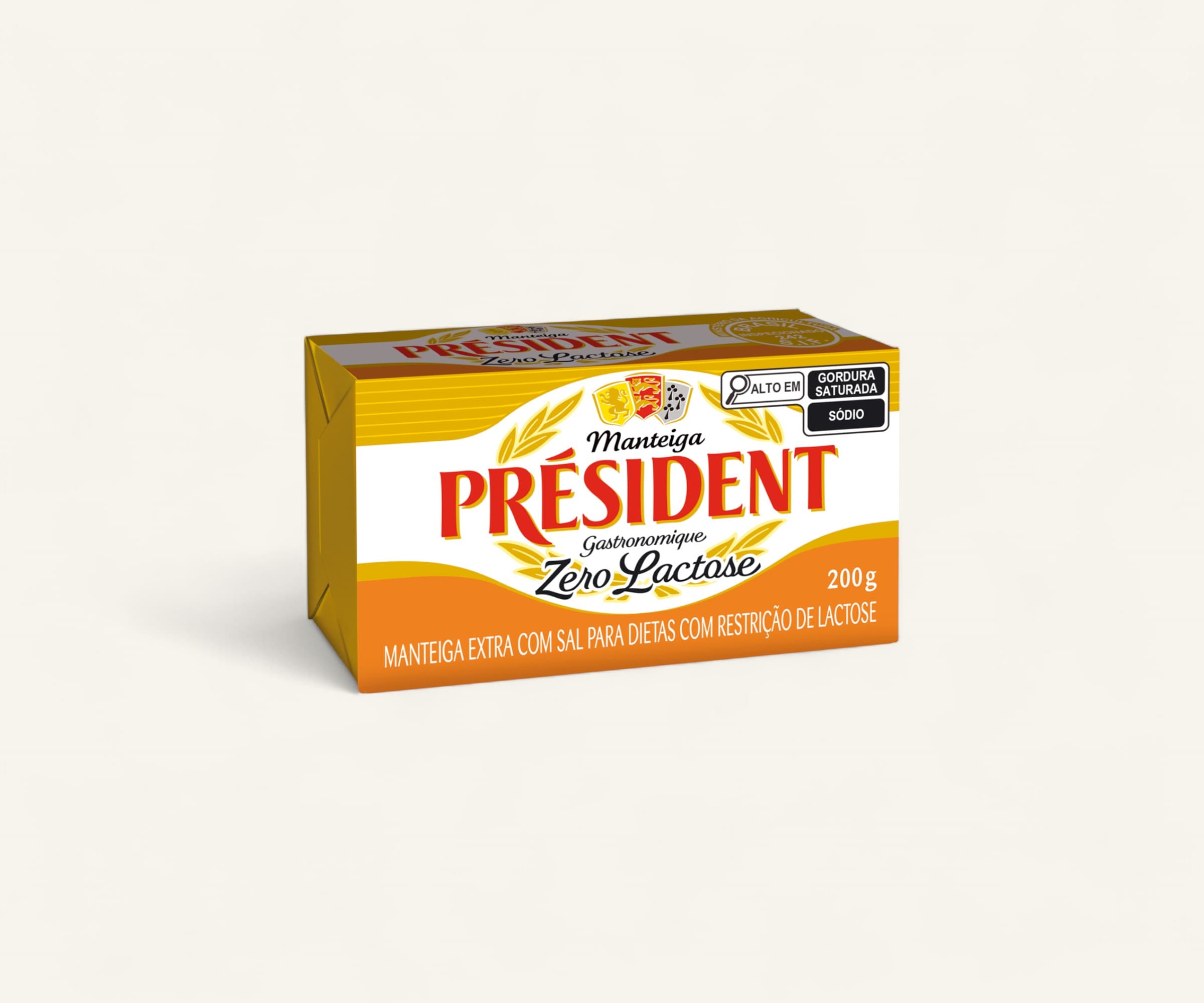Manteiga tablete com sal zero lactose Président 200g