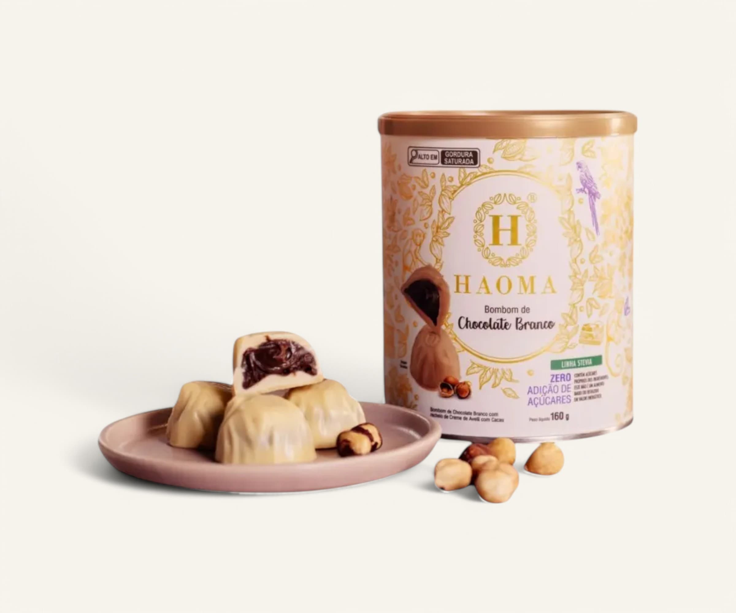 Bombom de chocolate branco Haoma 160g