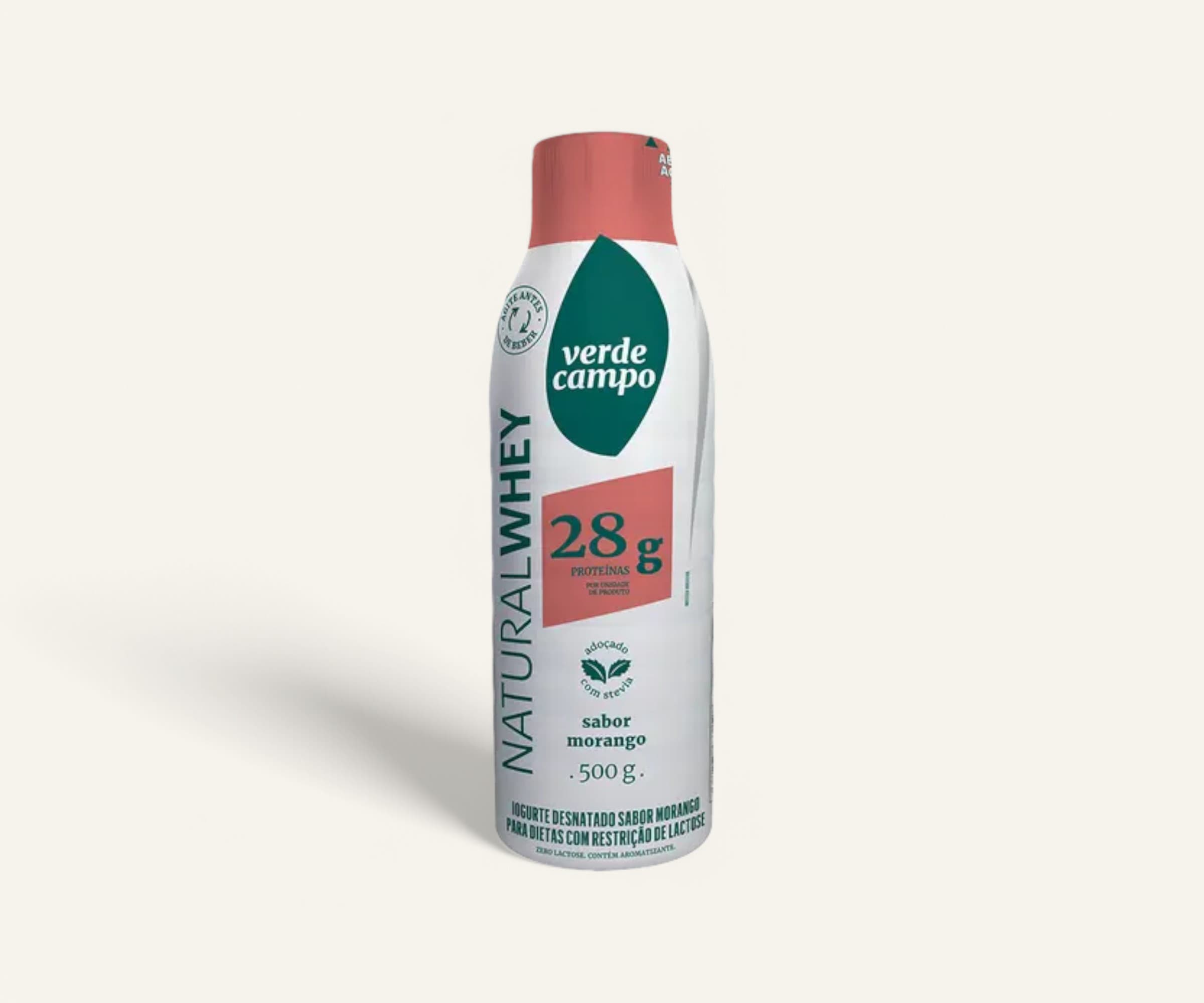 Iogurte natural whey morango 28g de proteína 500g