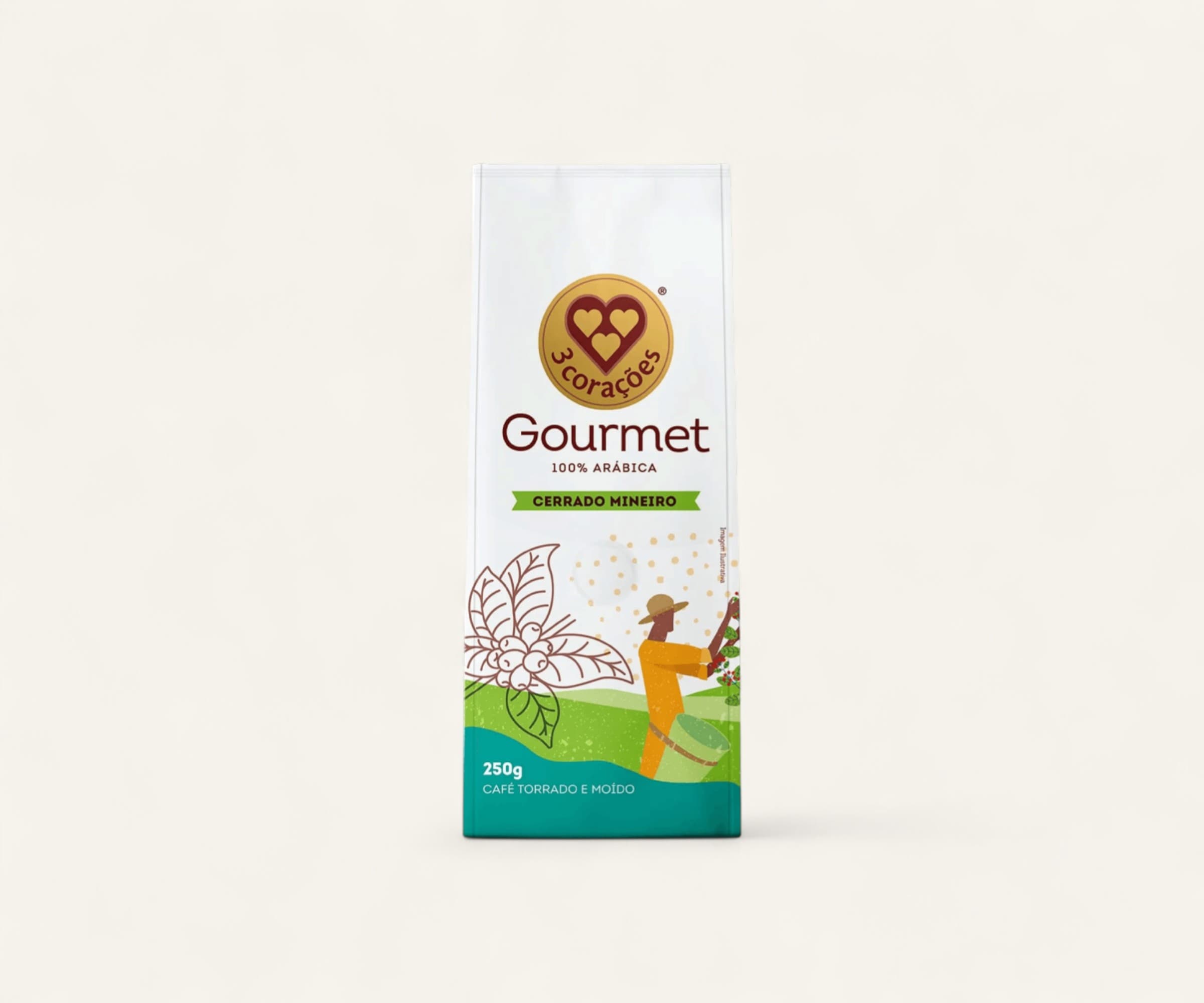 Café torrado e moído Gourmet Cerrado Mineiro 100% arábica 3 Corações 250g
