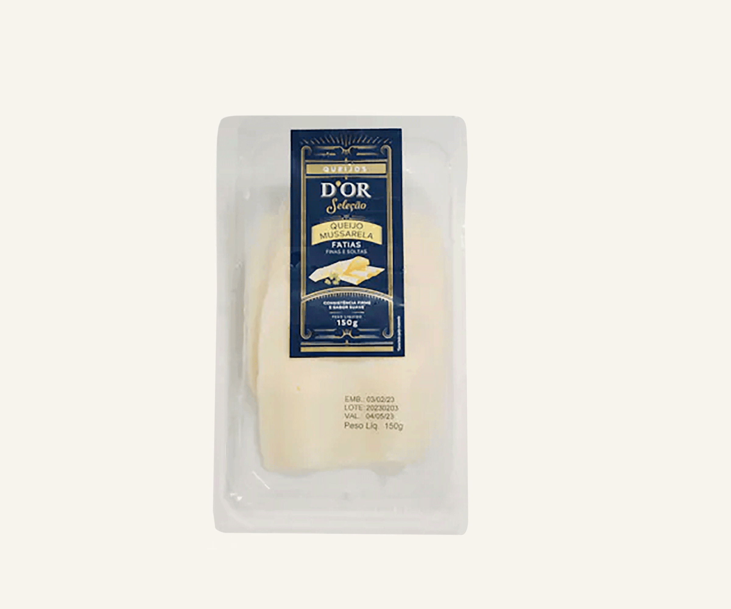 Queijo mussarela fatiado D’or 150g