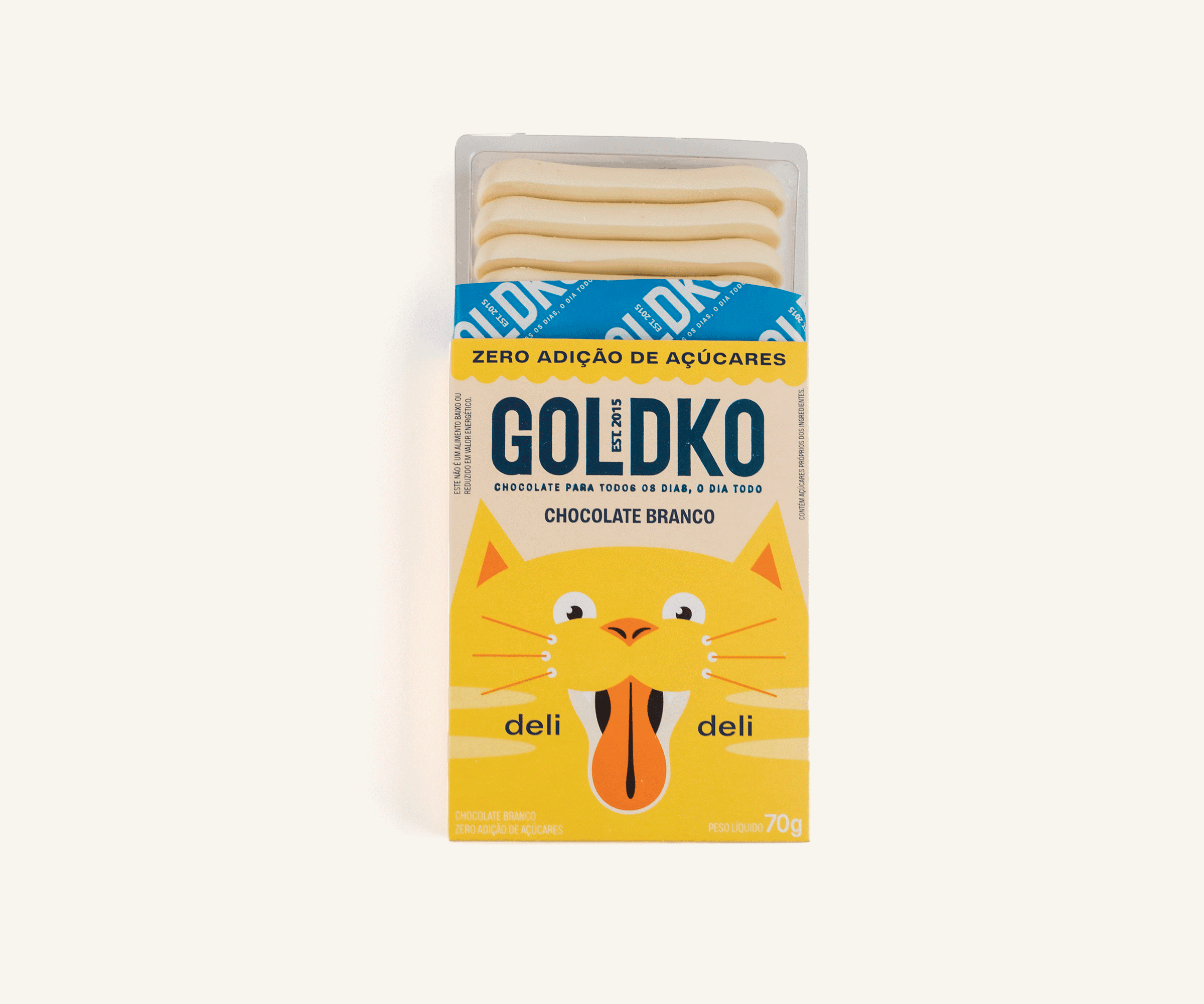 Chocolate branco zero adição de açúcares GoldKo 70g