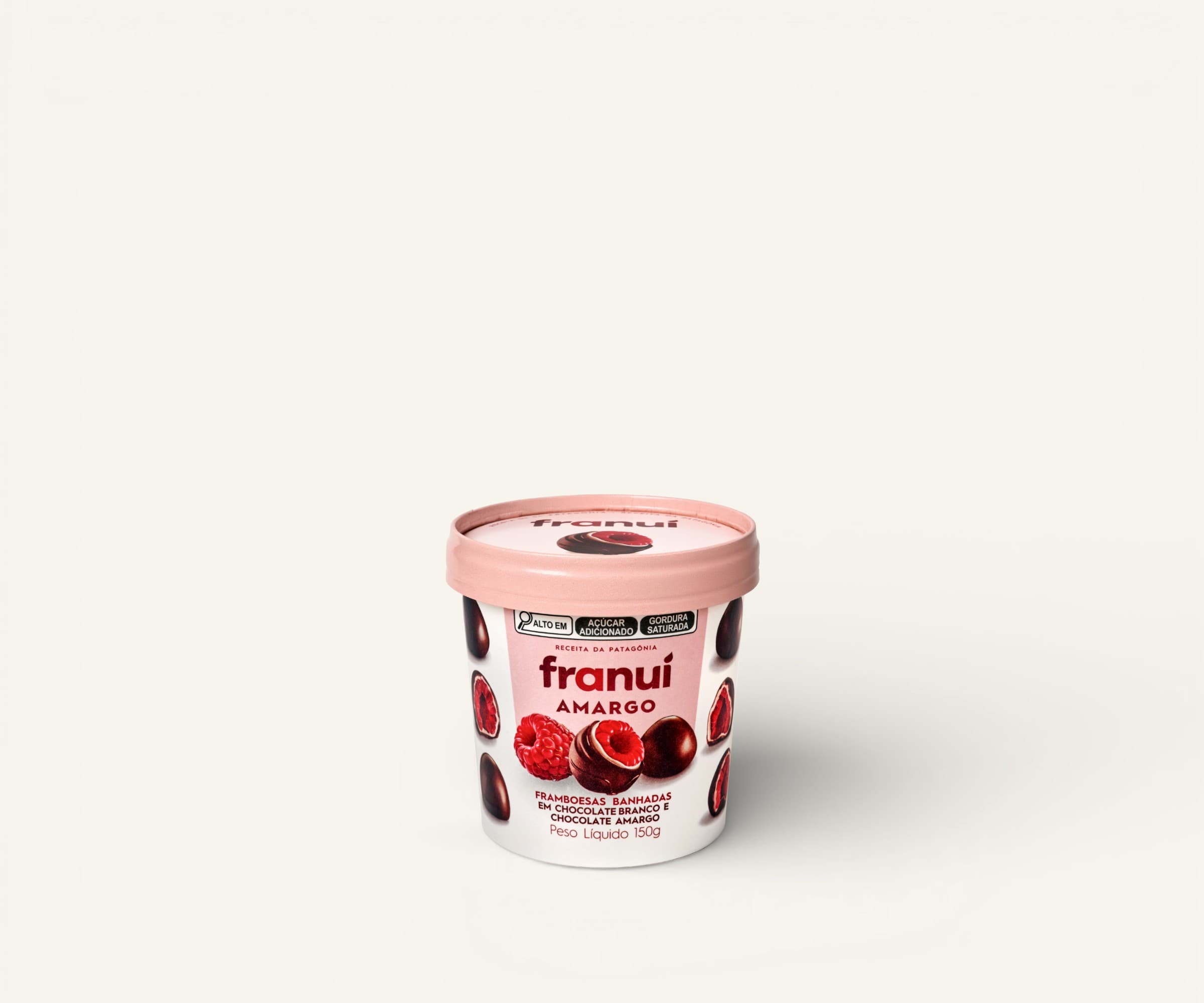 Framboesas cobertas com chocolate amargo e branco Franuí 150g