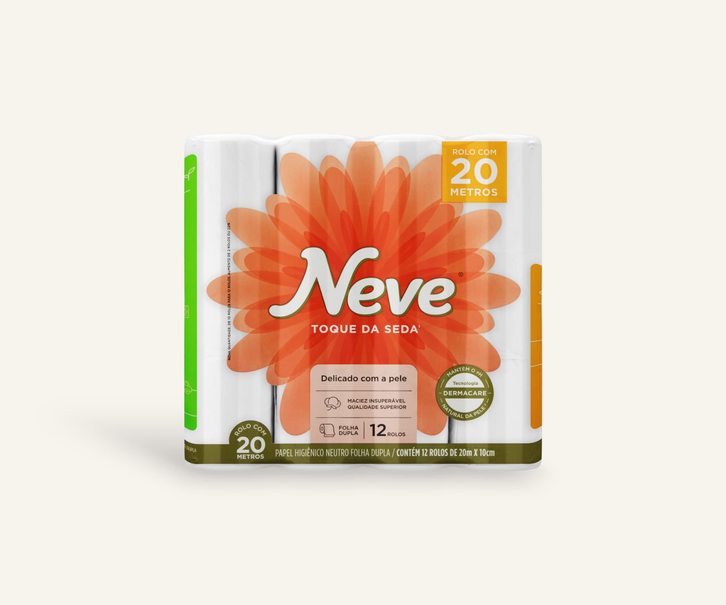 Papel higiênico folha dupla Toque da Seda 20m Neve 12un