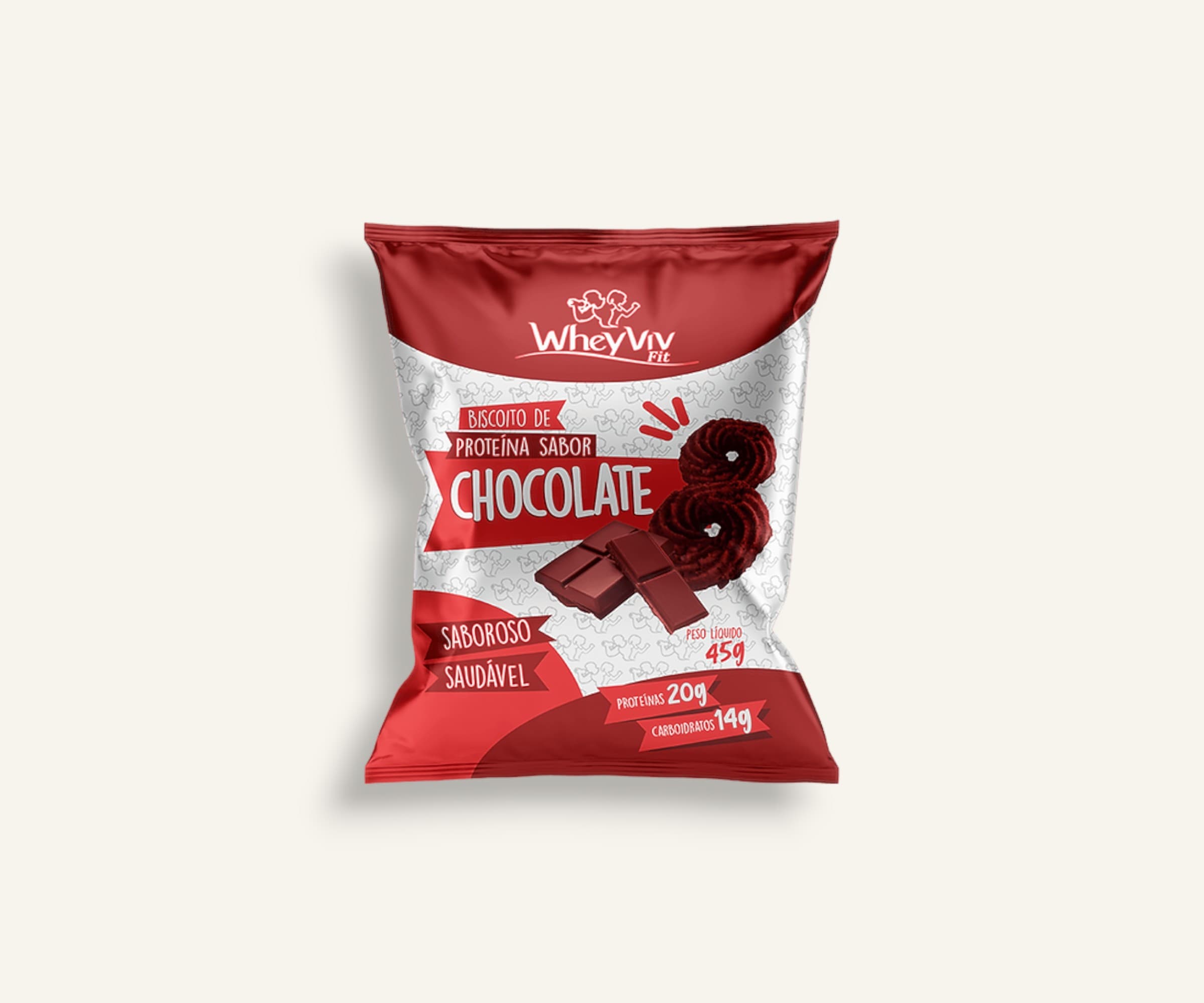 Biscoito de proteína sabor chocolate Wheyviv 45g