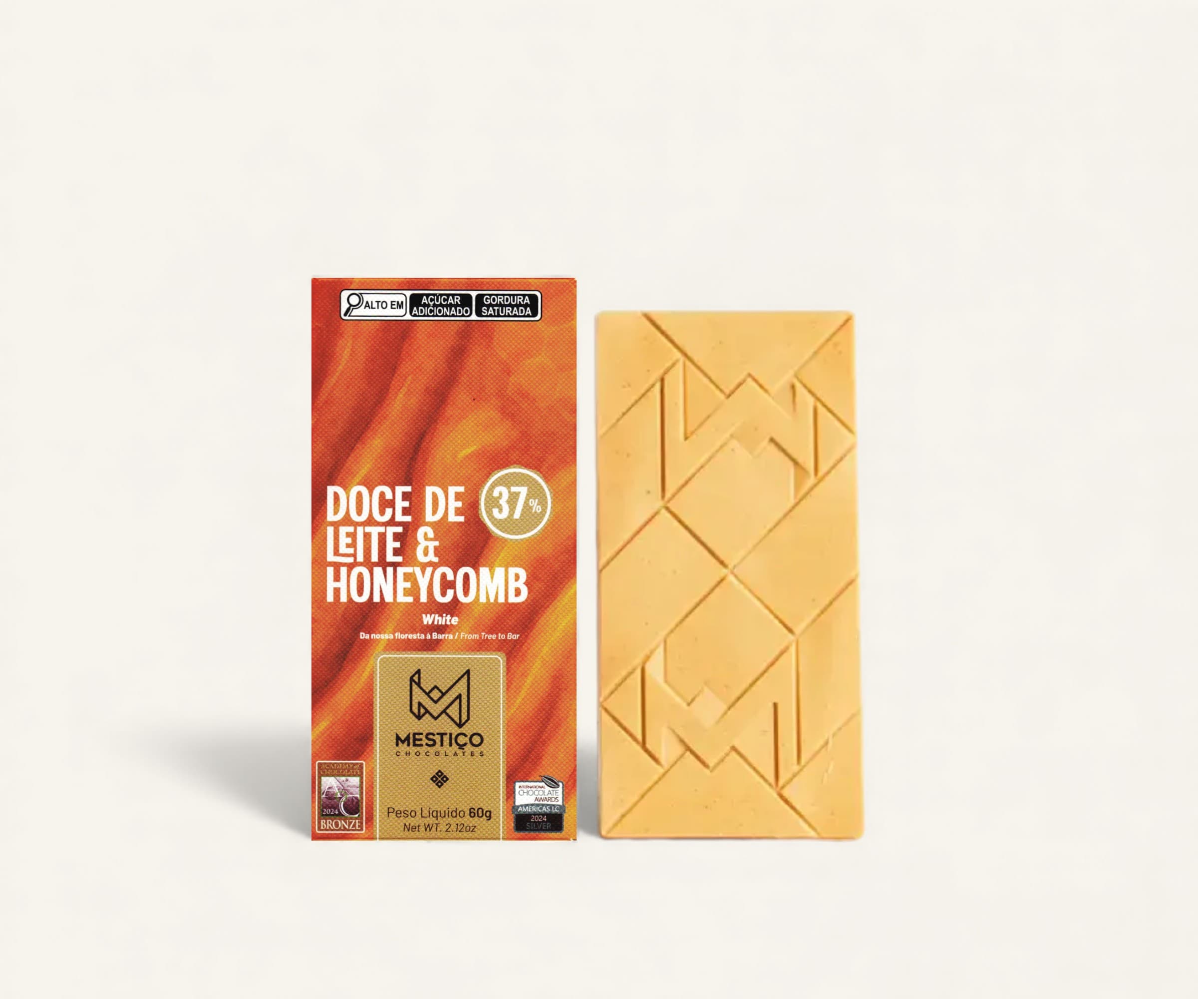 Chocolate 37% cacau com doce de leite e honeycomb bean to bar 60g