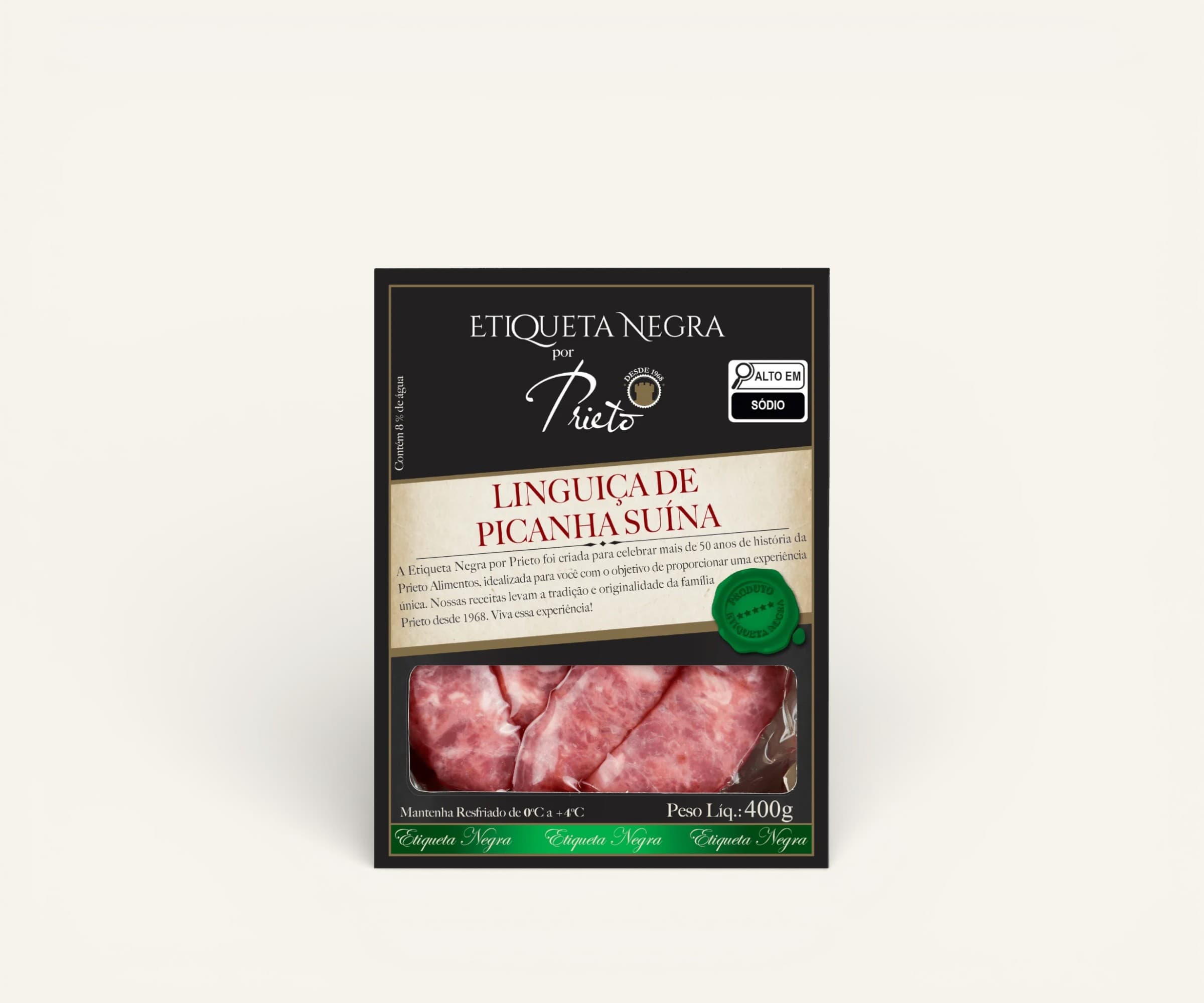 Linguiça de picanha suína Etiqueta Negra por Prieto 400g