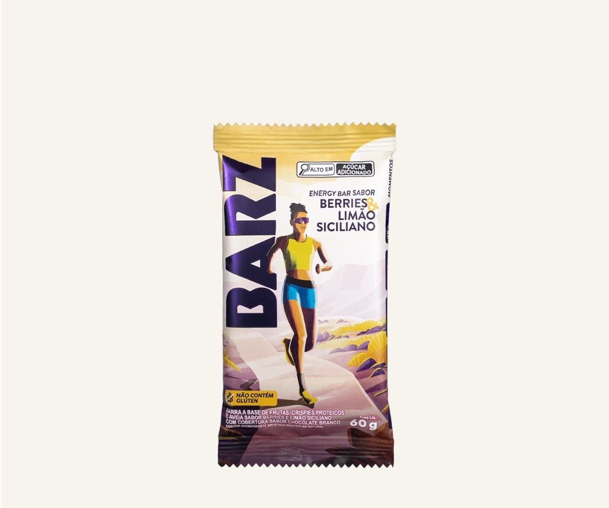 Barz barra energética berries & limão siciliano 60g