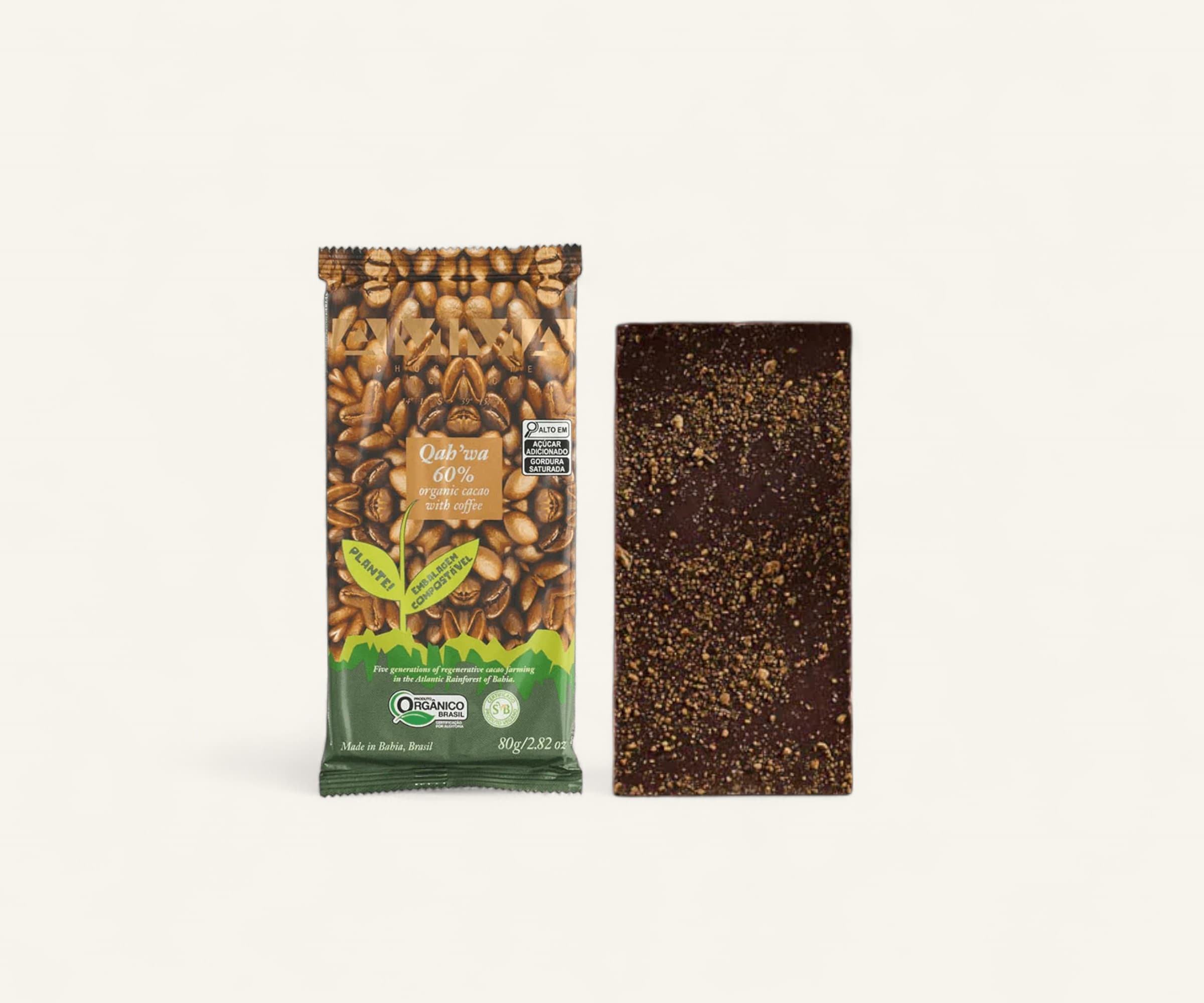 Chocolate orgânico Qahwa 60% cacau com café AMMA 80g