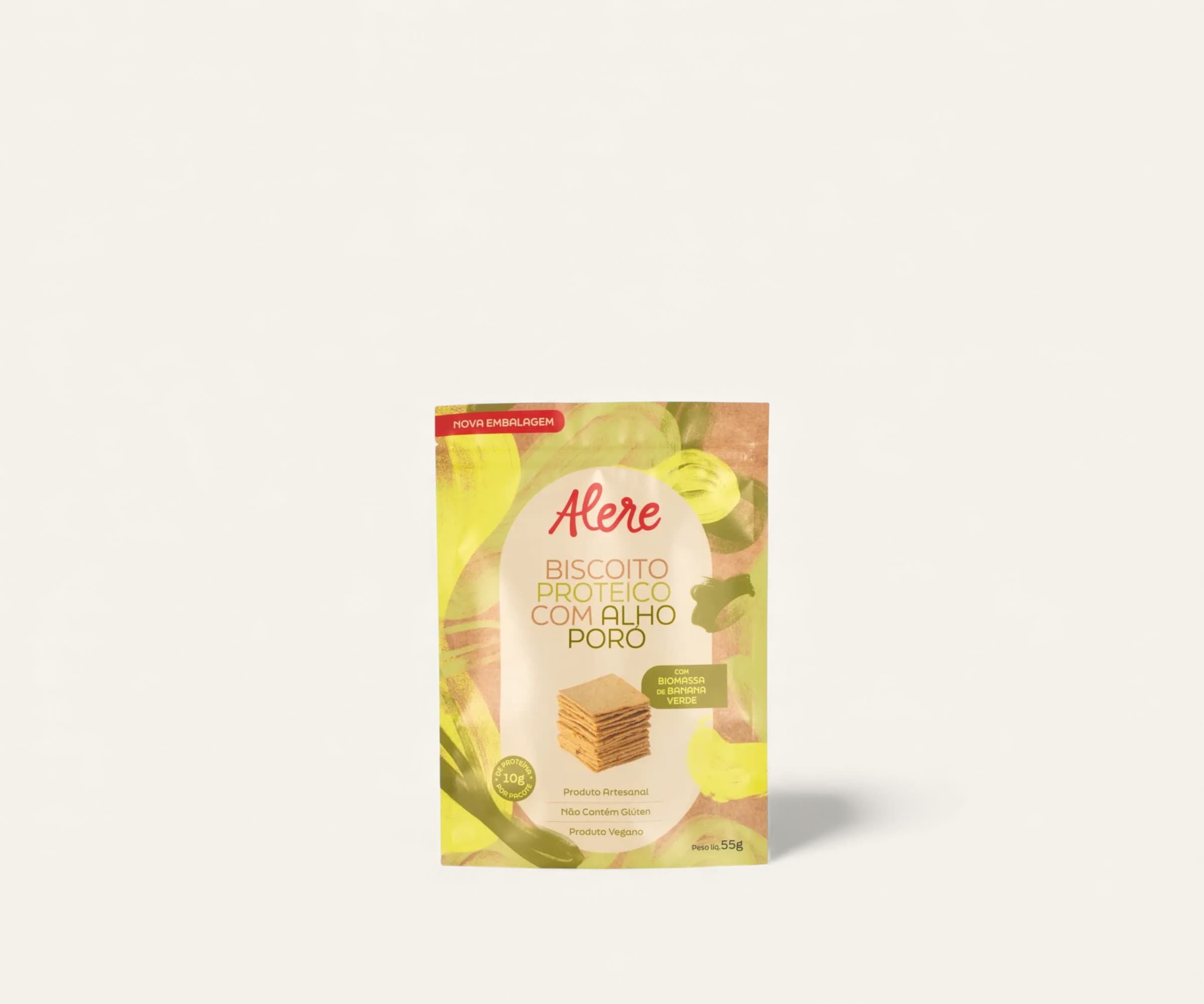 Biscoito proteico com alho-poró Alere Gourmet 55g