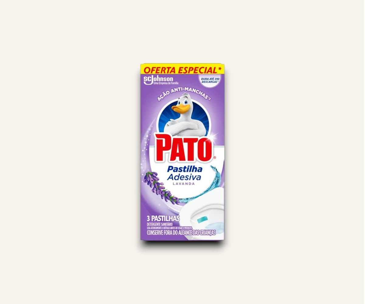 Desodorizador sanitário pastilha adesiva lavanda Pato 3un
