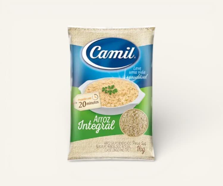 Arroz integral parboilizado longo fino Camil 1kg