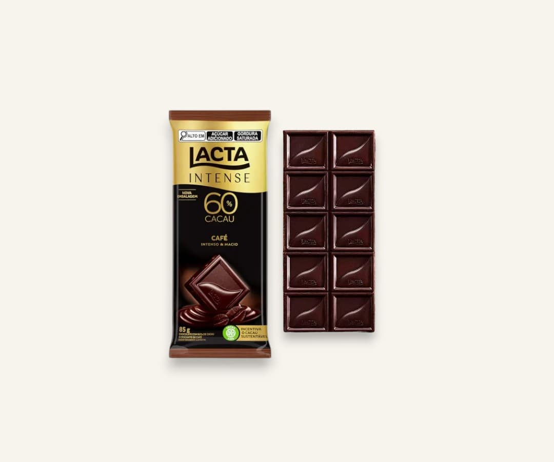Chocolate 60% cacau Lacta Intense cacau & café 85g