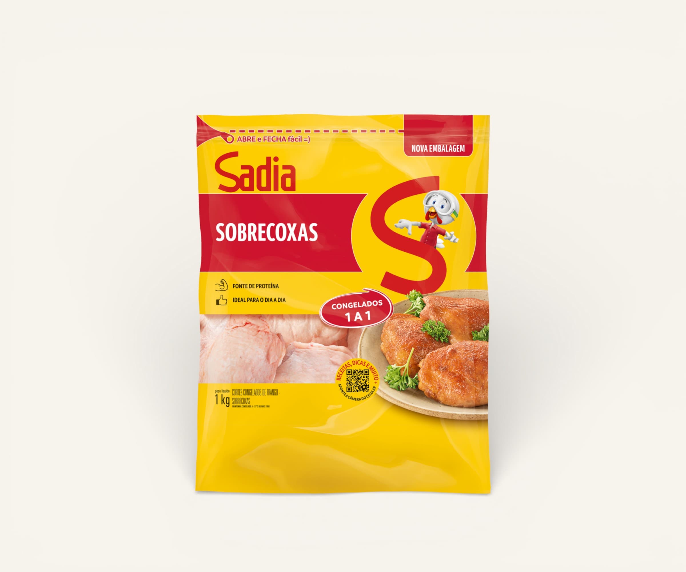 Sobrecoxas de frango congeladas 1 a 1 Sadia 1kg