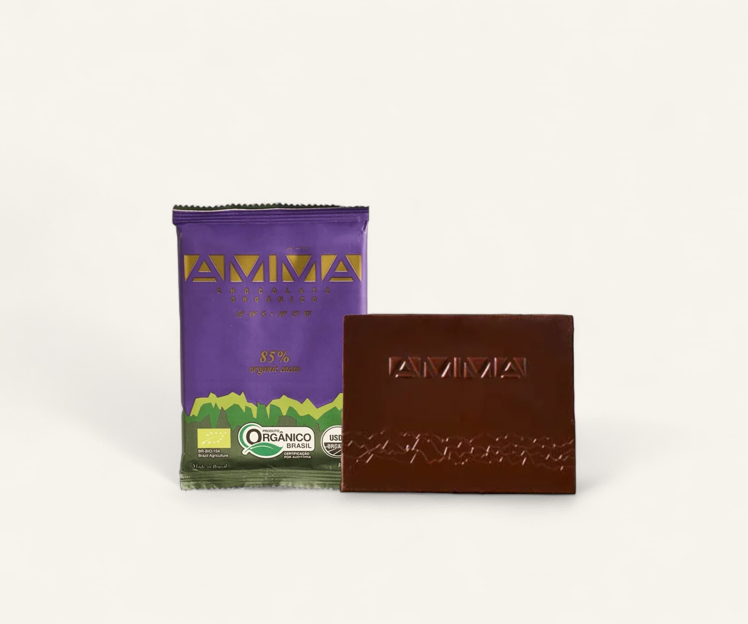 Chocolate orgânico 85% cacau AMMA 30g