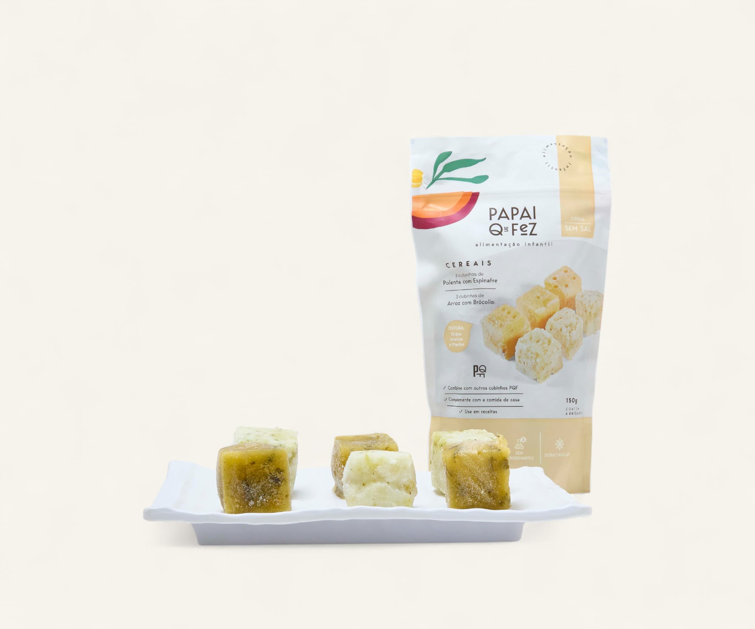 Duo polenta com espinafre e arroz com brócolis Papai que Fez 150g