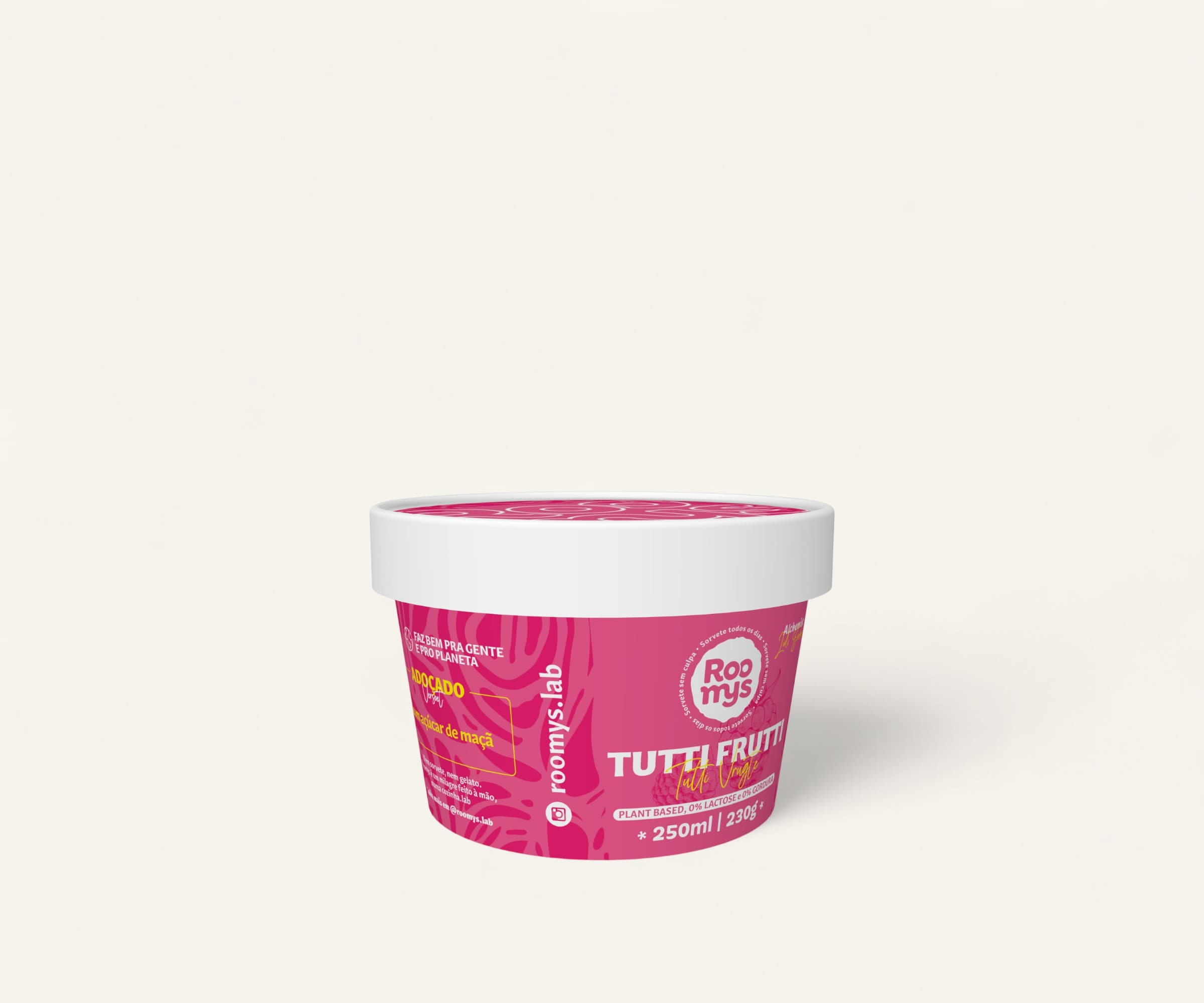Sorvete sabor tutti-frutti plant based Roomys 250ml
