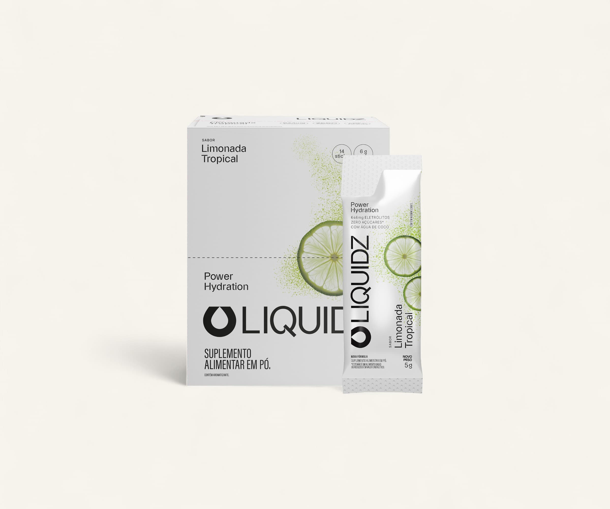 Eletrólitos Liquidz limonada tropical zero açúcar 14 sachês de 6g
