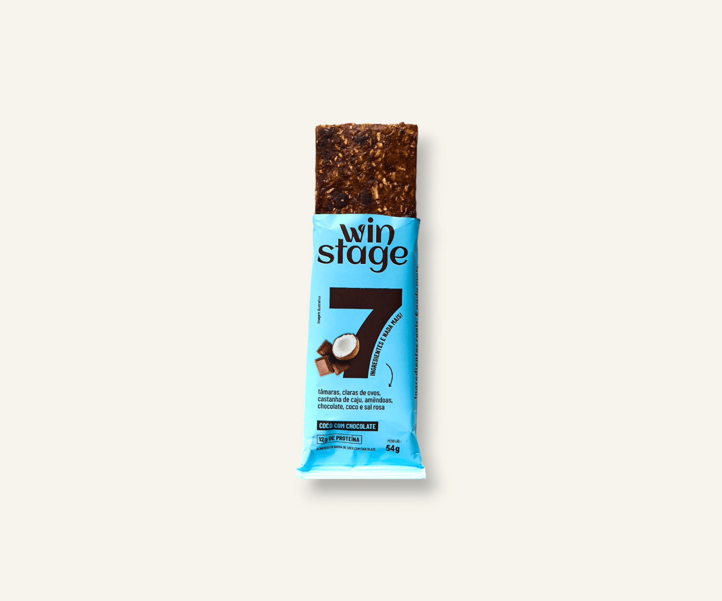 Barra de proteína 12g Winstage coco com chocolate 54g