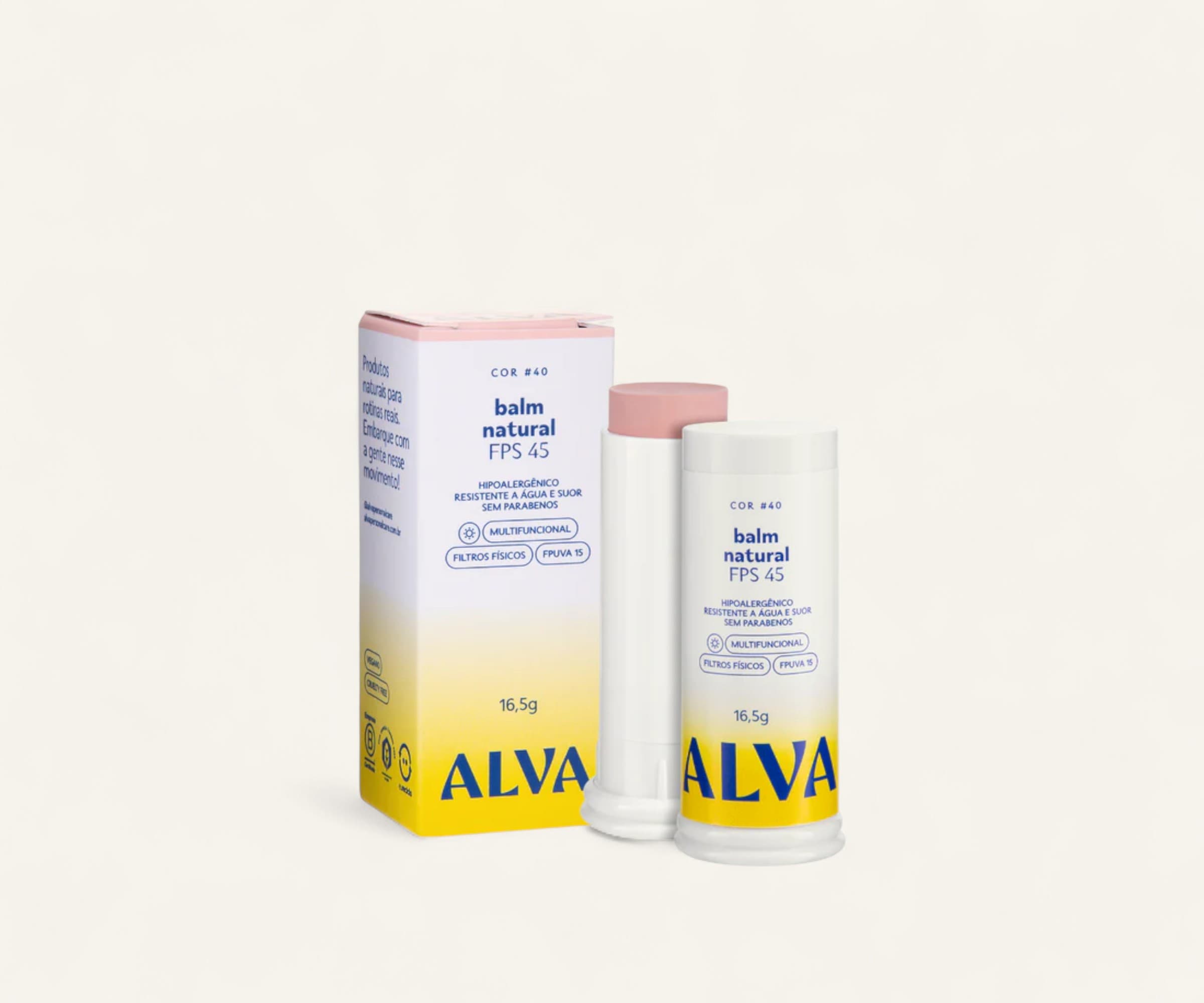 Balm facial natural FPS 45 cor #40 Alva 16,5g
