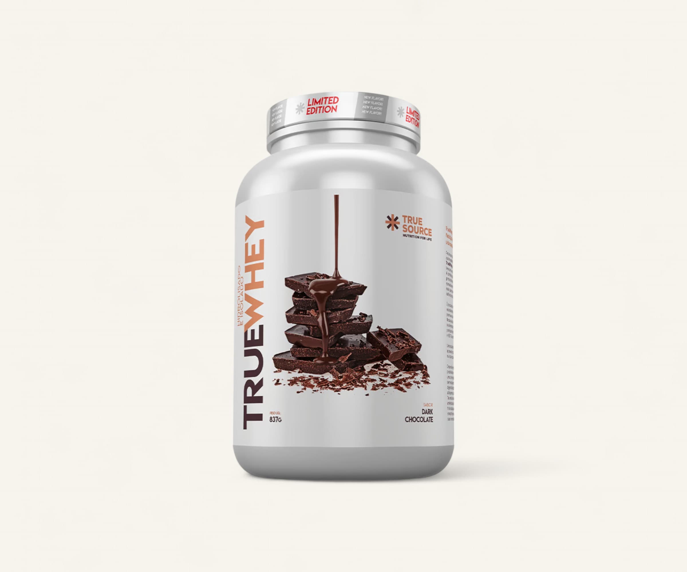 Whey protein sabor dark chocolate True Source 837g