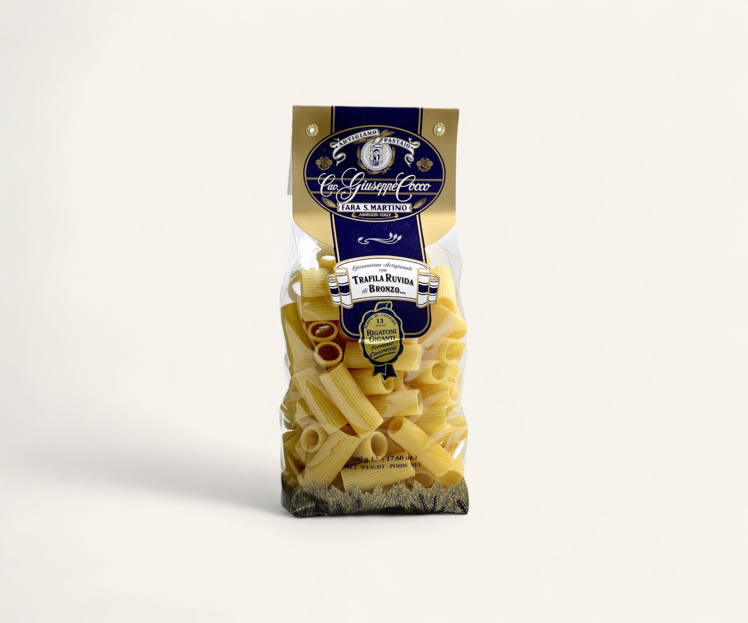 Macarrão rigatoni giganti de sêmola de grano duro 500g