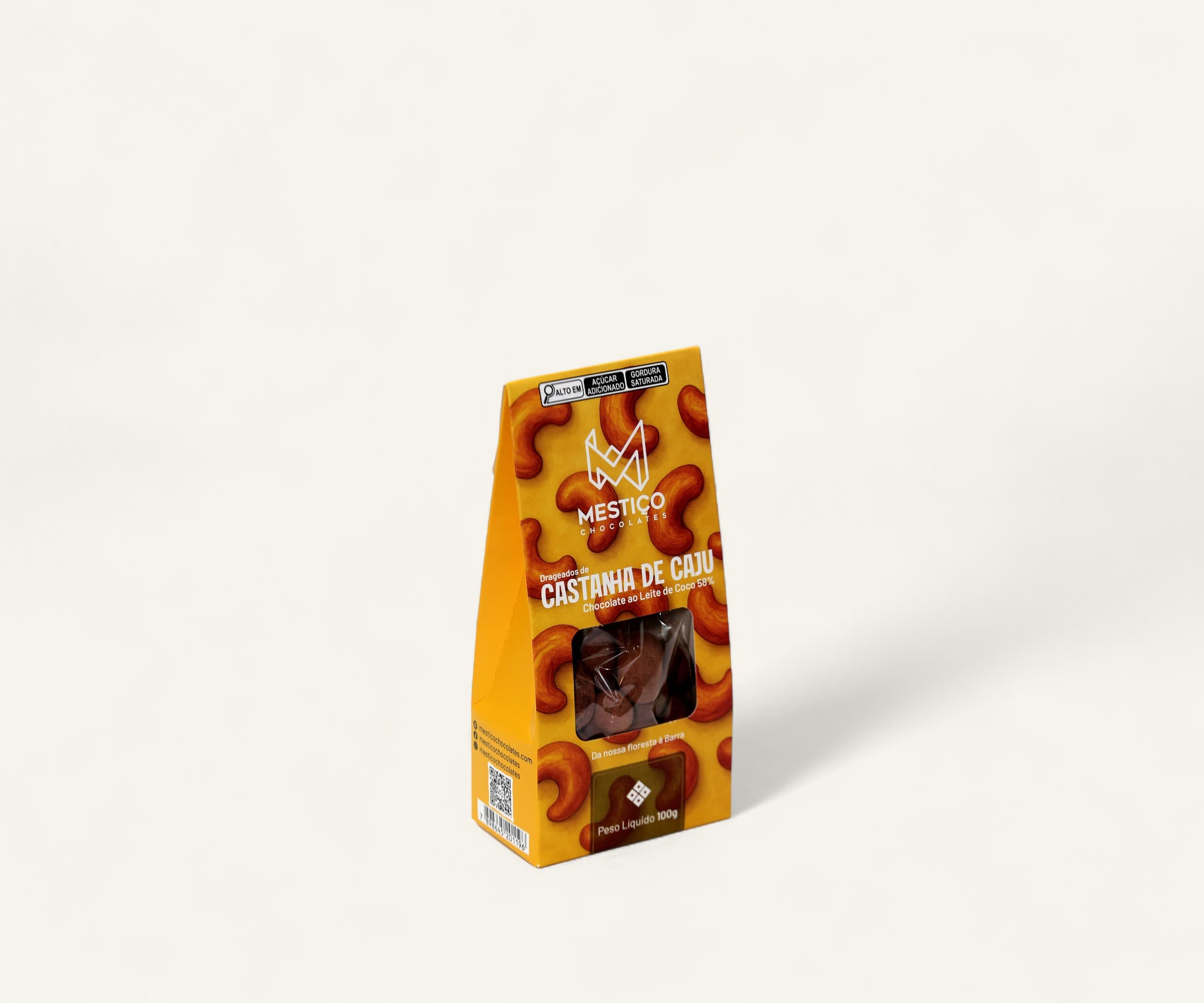 Drageado de castanha de caju com chocolate 58% ao leite de coco 100g