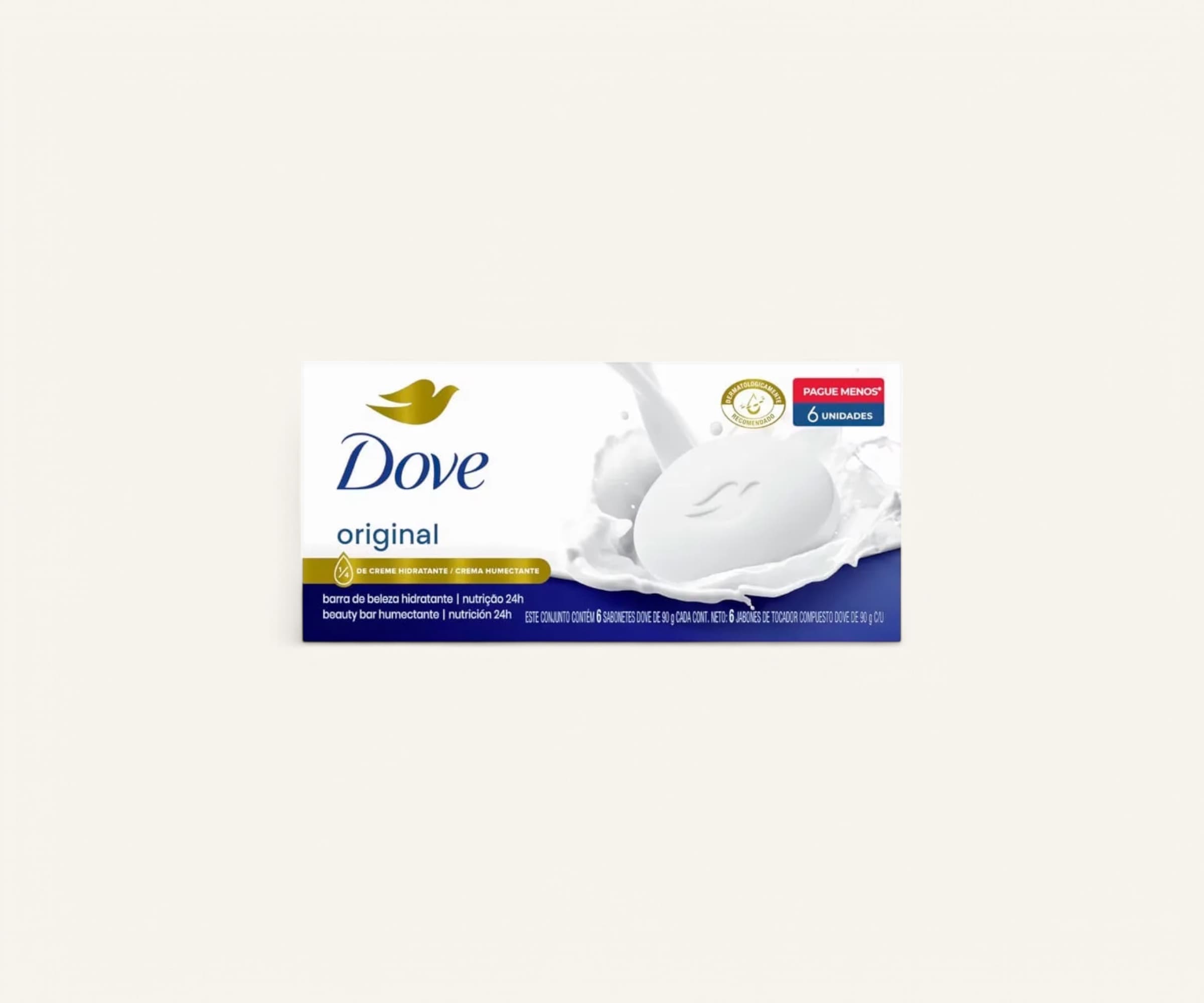 Sabonete hidratante original em barra Dove pack 6un - 90g
