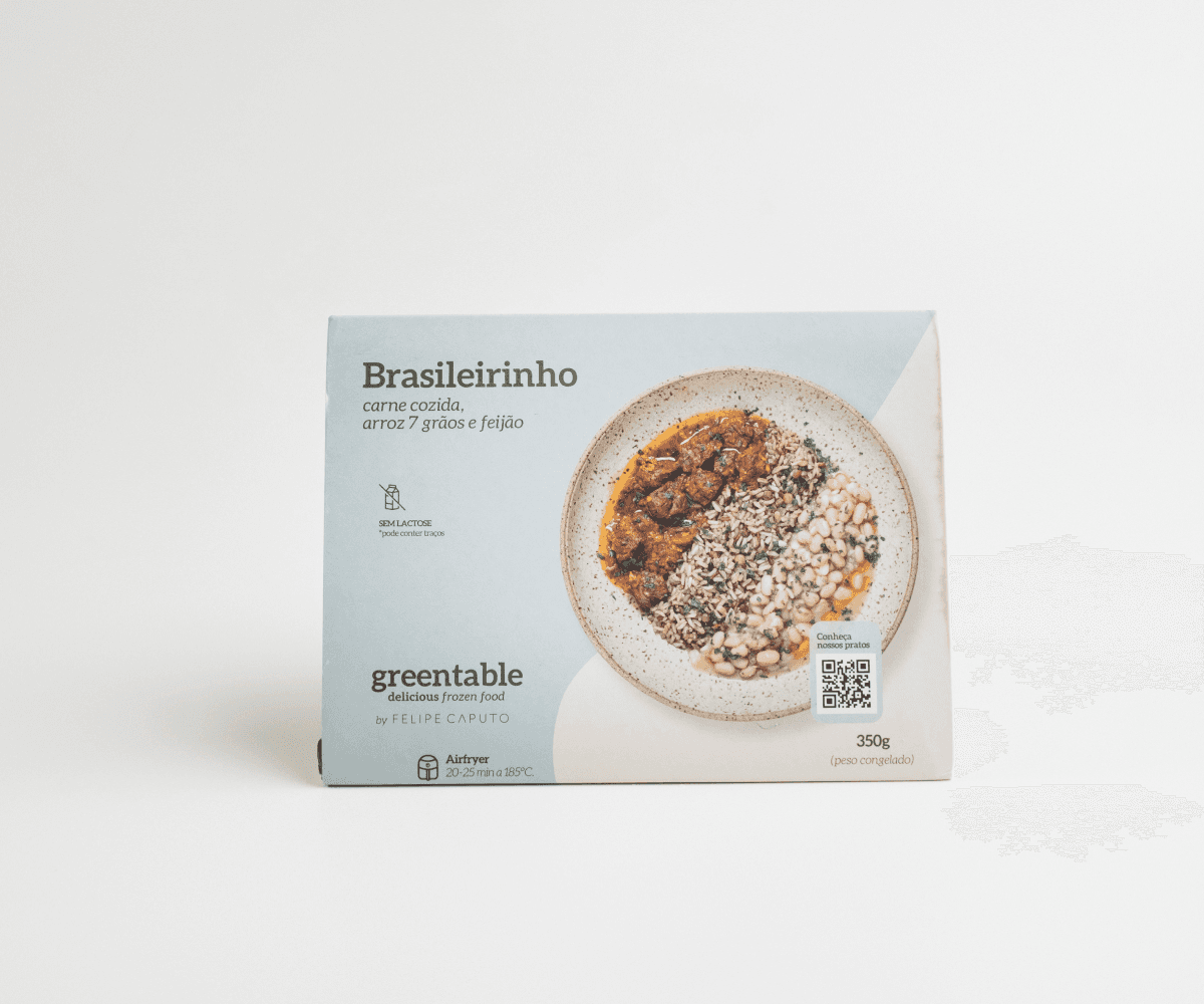 Brasileirinho - carne cozida com arroz sete grãos e feijão 350g