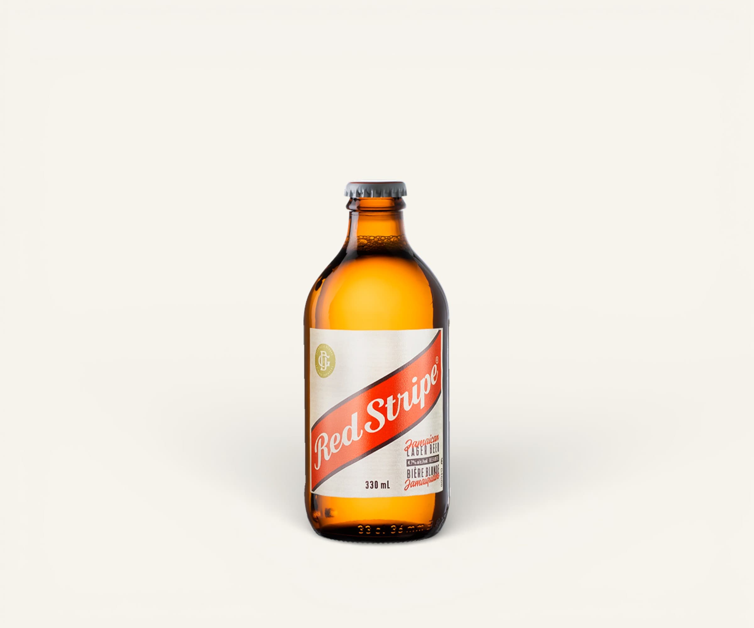 Cerveja jamaicana lager Red Stripe garrafa 300ml