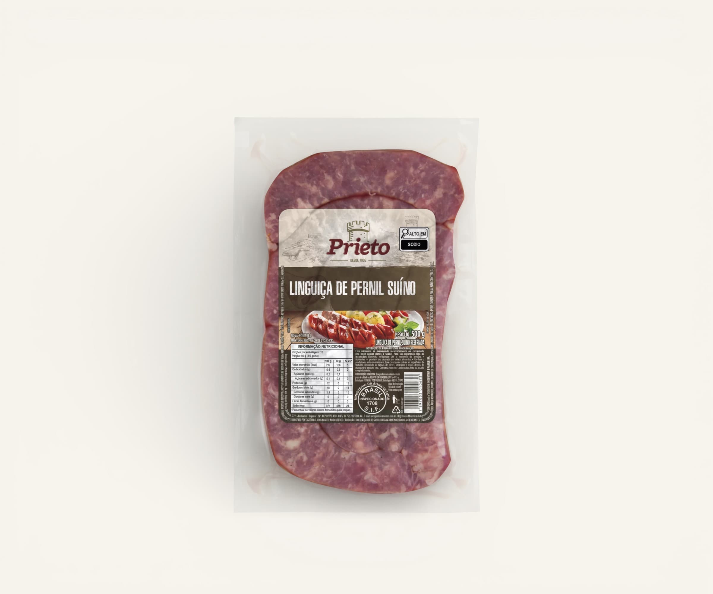 Linguiça de pernil suíno Prieto 500g