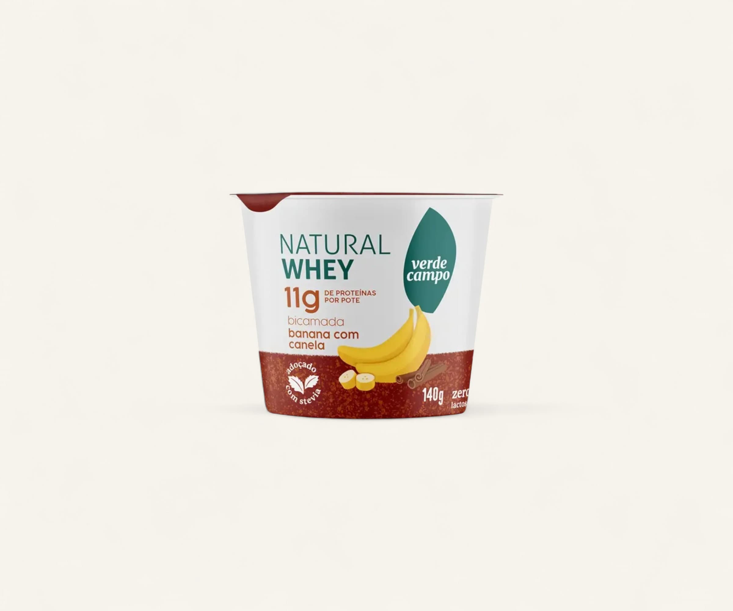Iogurte natural whey banana com canela 11g de proteína 140g