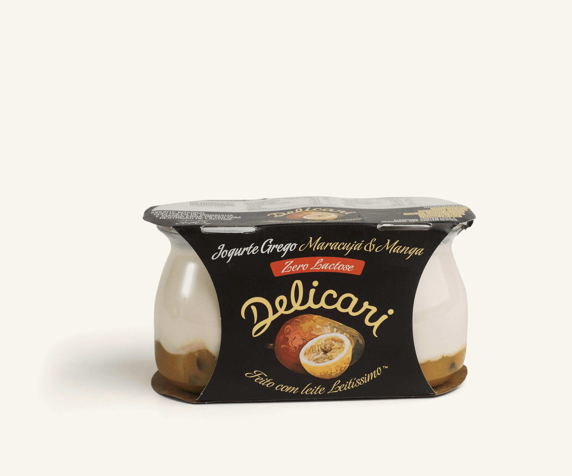 Iogurte grego zero lactose sabor maracujá e manga Delicari 340g
