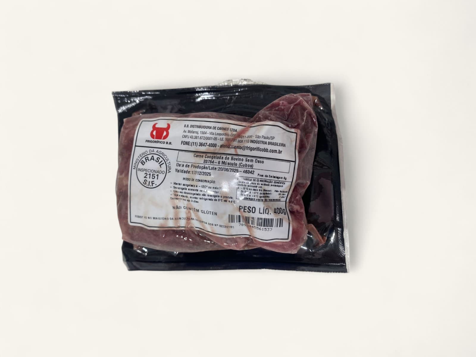 Músculo em cubos congelado 400g