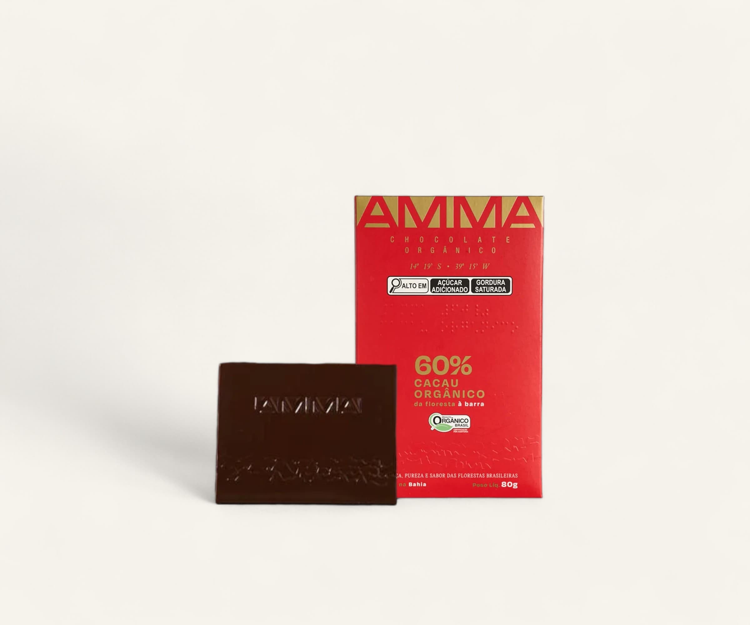 Chocolate orgânico 60% cacau AMMA 80g