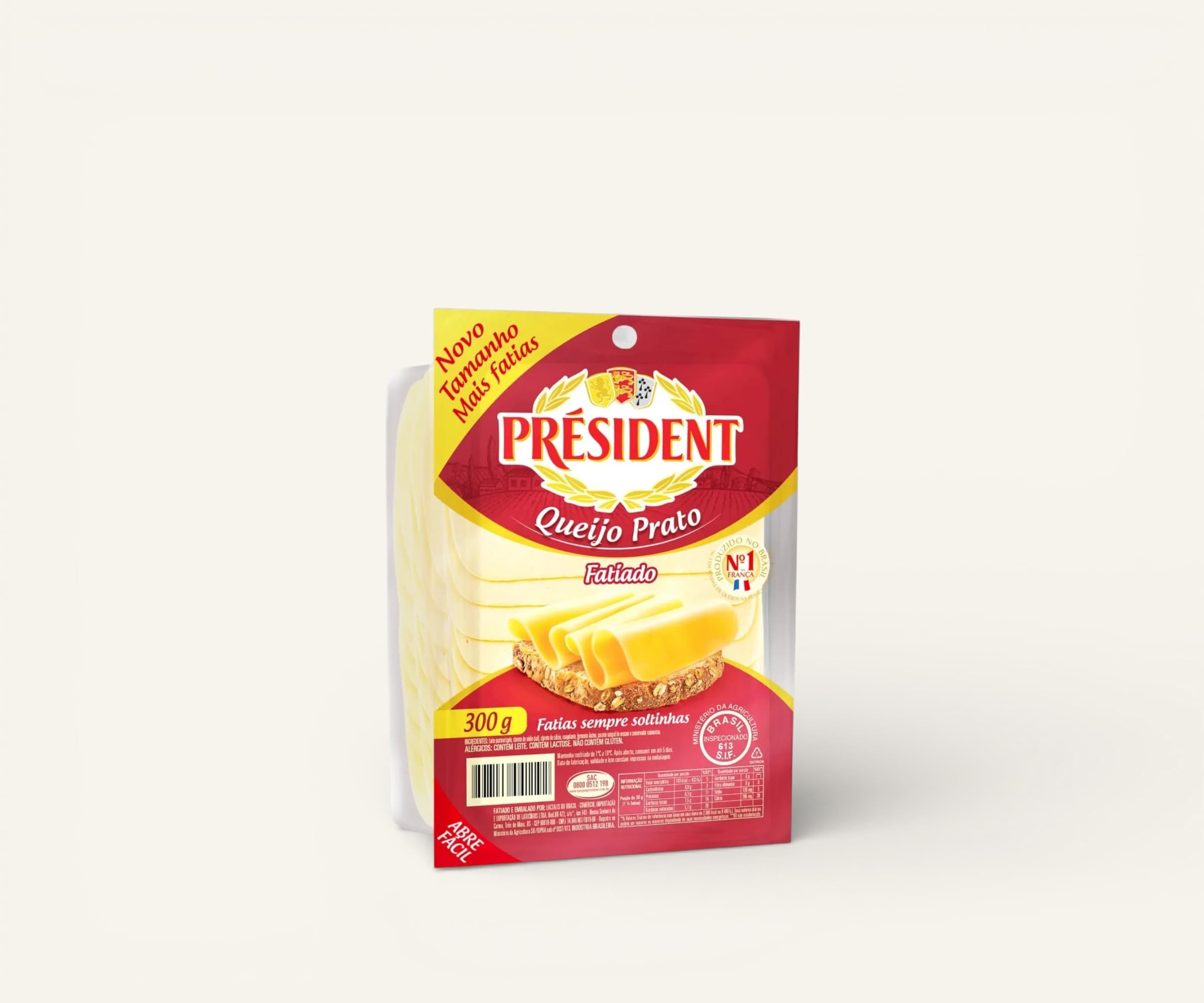 Queijo prato fatiado Président 300g