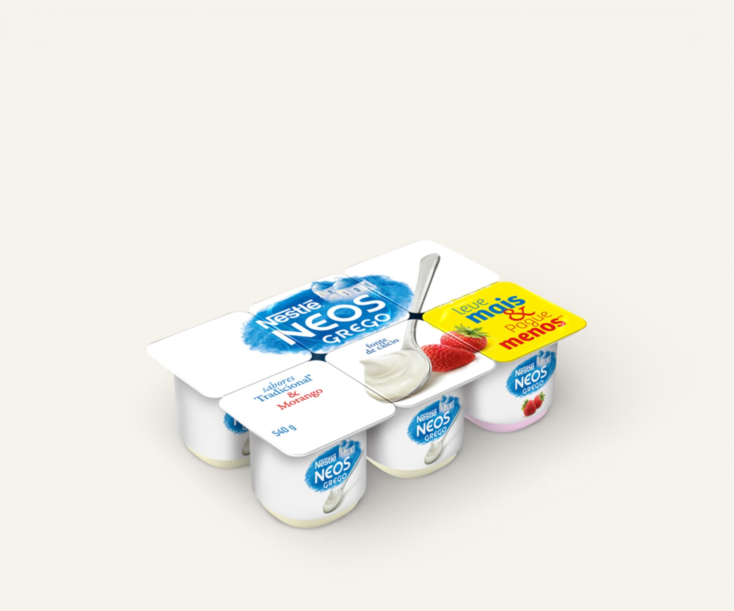 Iogurte integral Grego sabores tradicional & morango 540g (6un-90g)