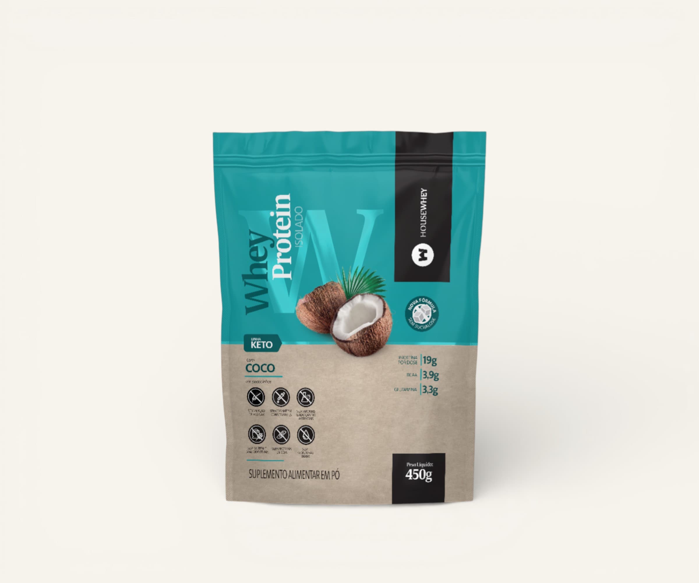 Whey protein isolado Housewhey sabor coco 450g