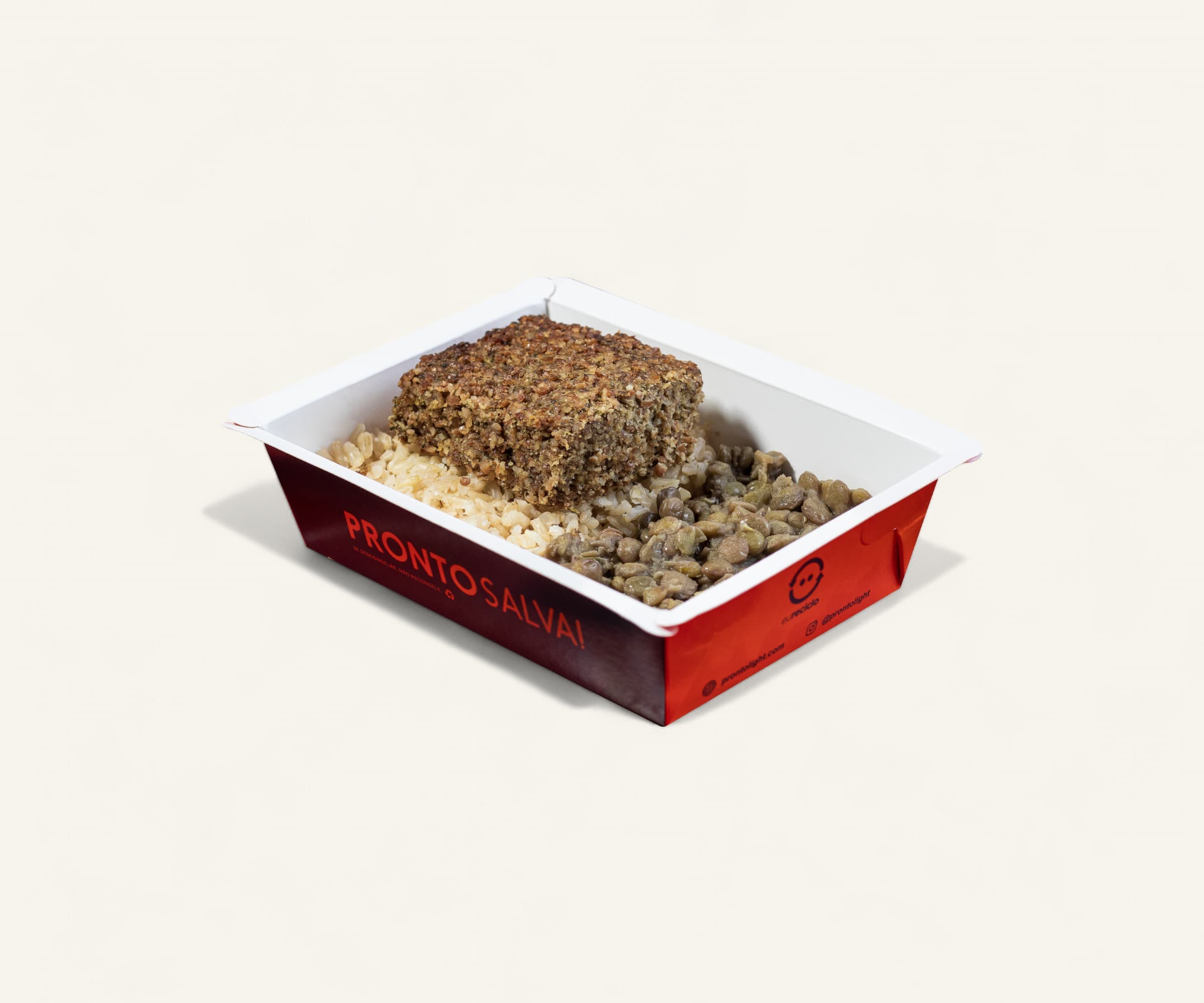 Kibe assado, arroz integral e lentilha 300g