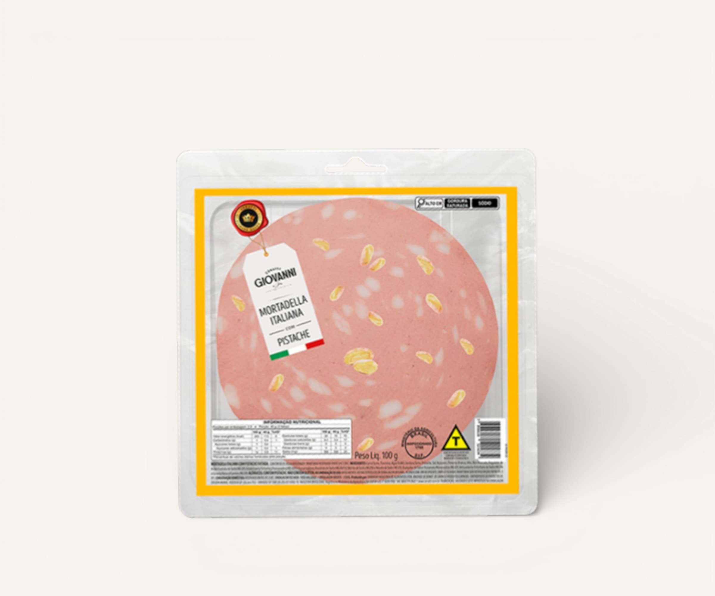 Mortadela italiana com pistache fatiada Ceratti Giovanni 100g