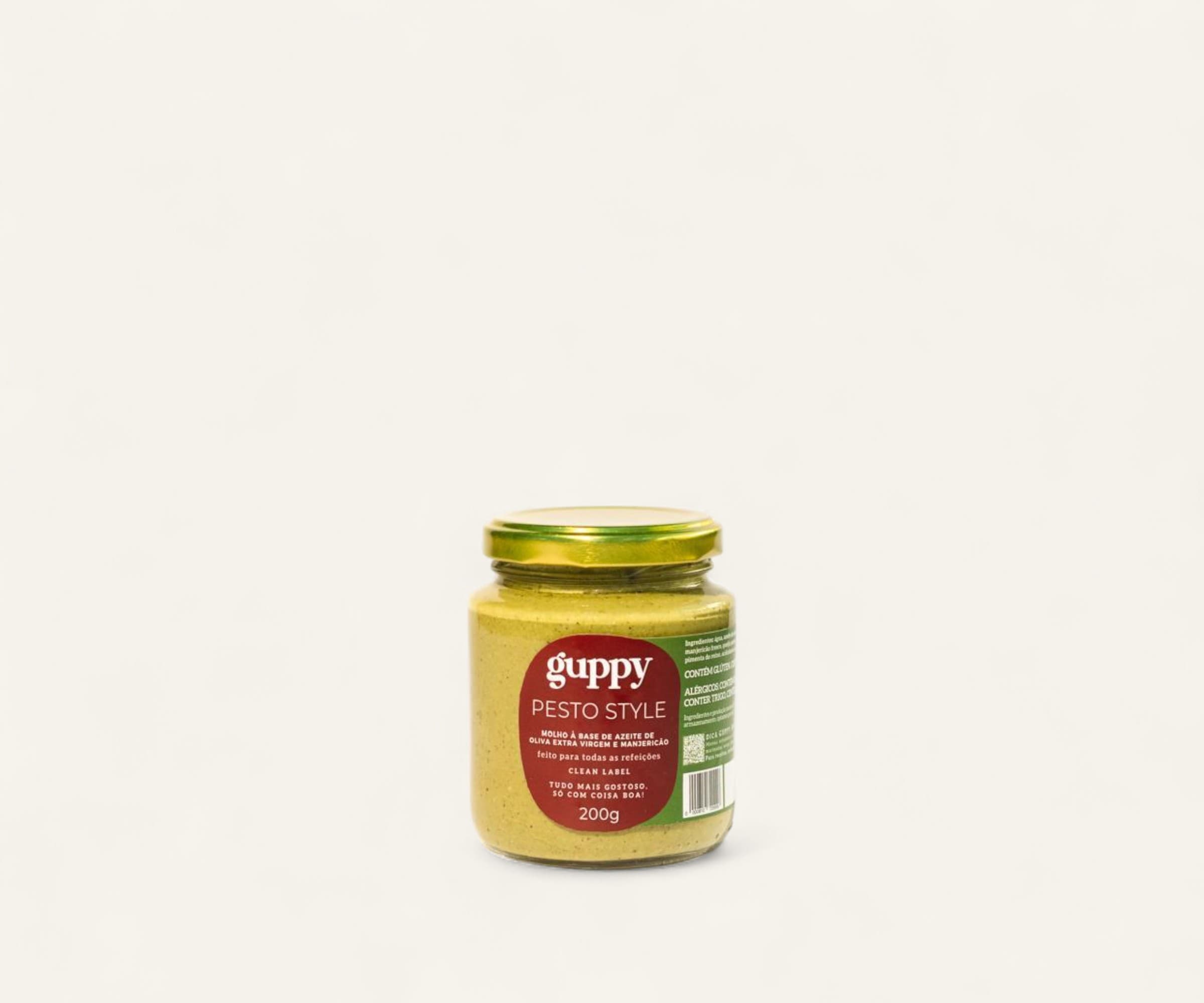 Molho à base de azeite de oliva extra virgem e manjericão Pesto Style Guppy 200g