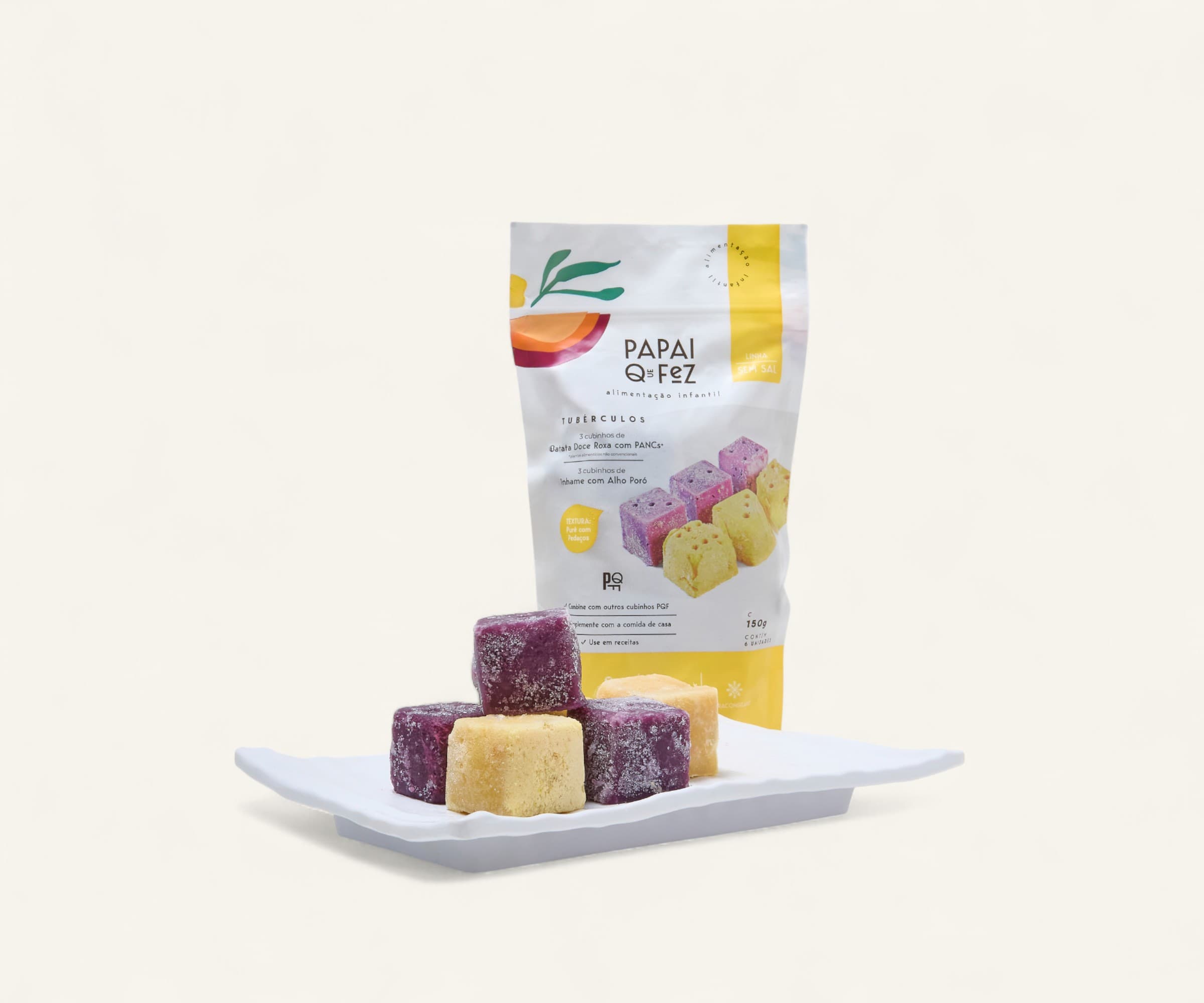 Duo batata doce com PANCs e inhame com alho poró Papai que Fez 150g