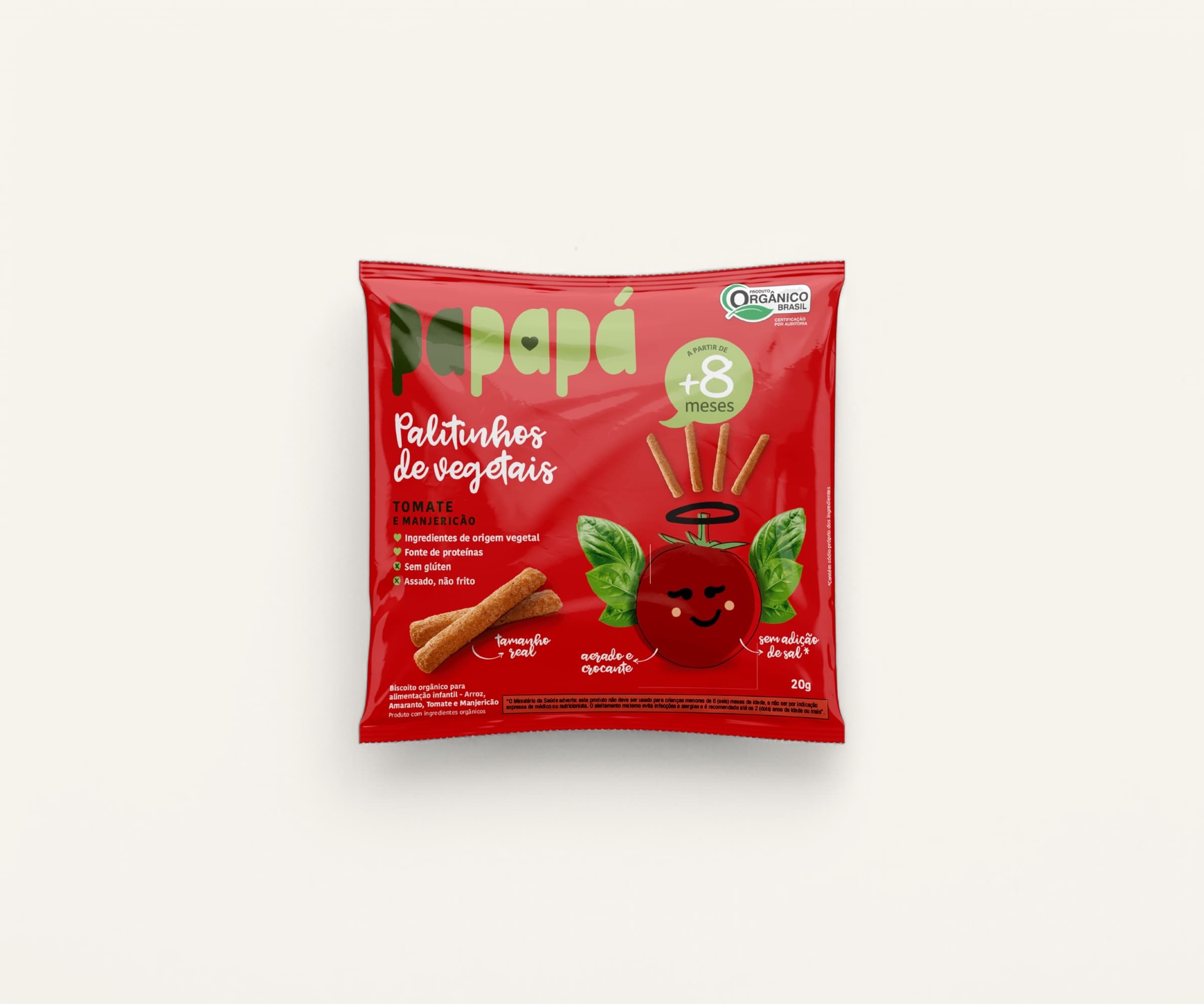 Biscoito tomate e manjericão infantil Papapá 20g