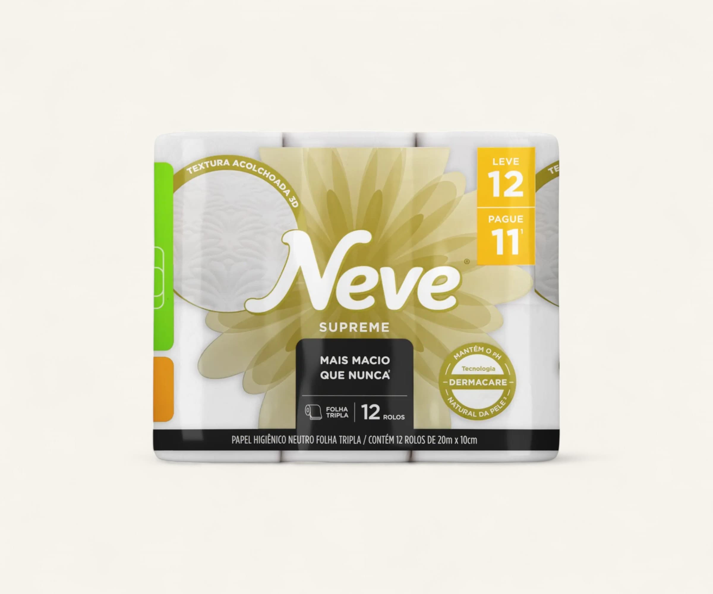 Papel higiênico folha tripla Supreme 20m Neve 12un