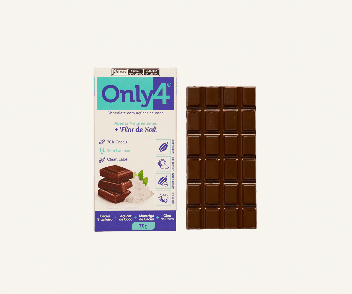 Chocolate amargo 70% com açúcar de coco e flor de sal 70g