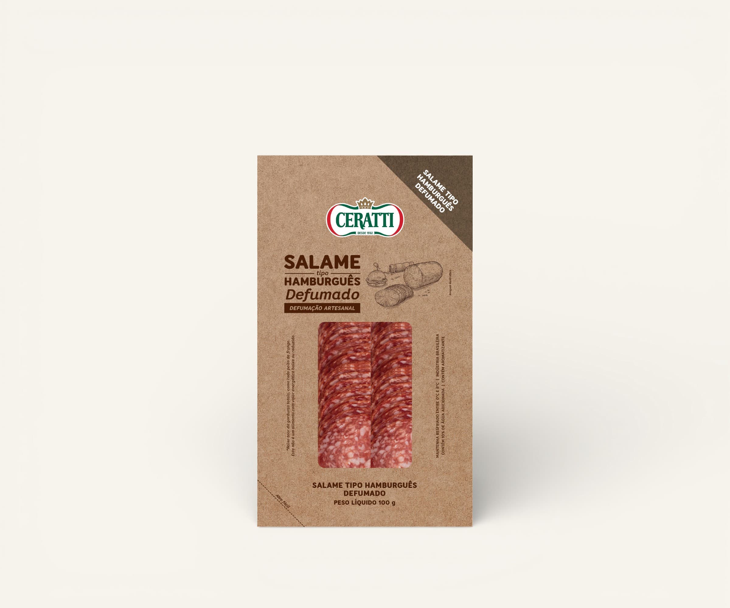 Salame hamburguês tipo defumado fatiado Ceratti 100g
