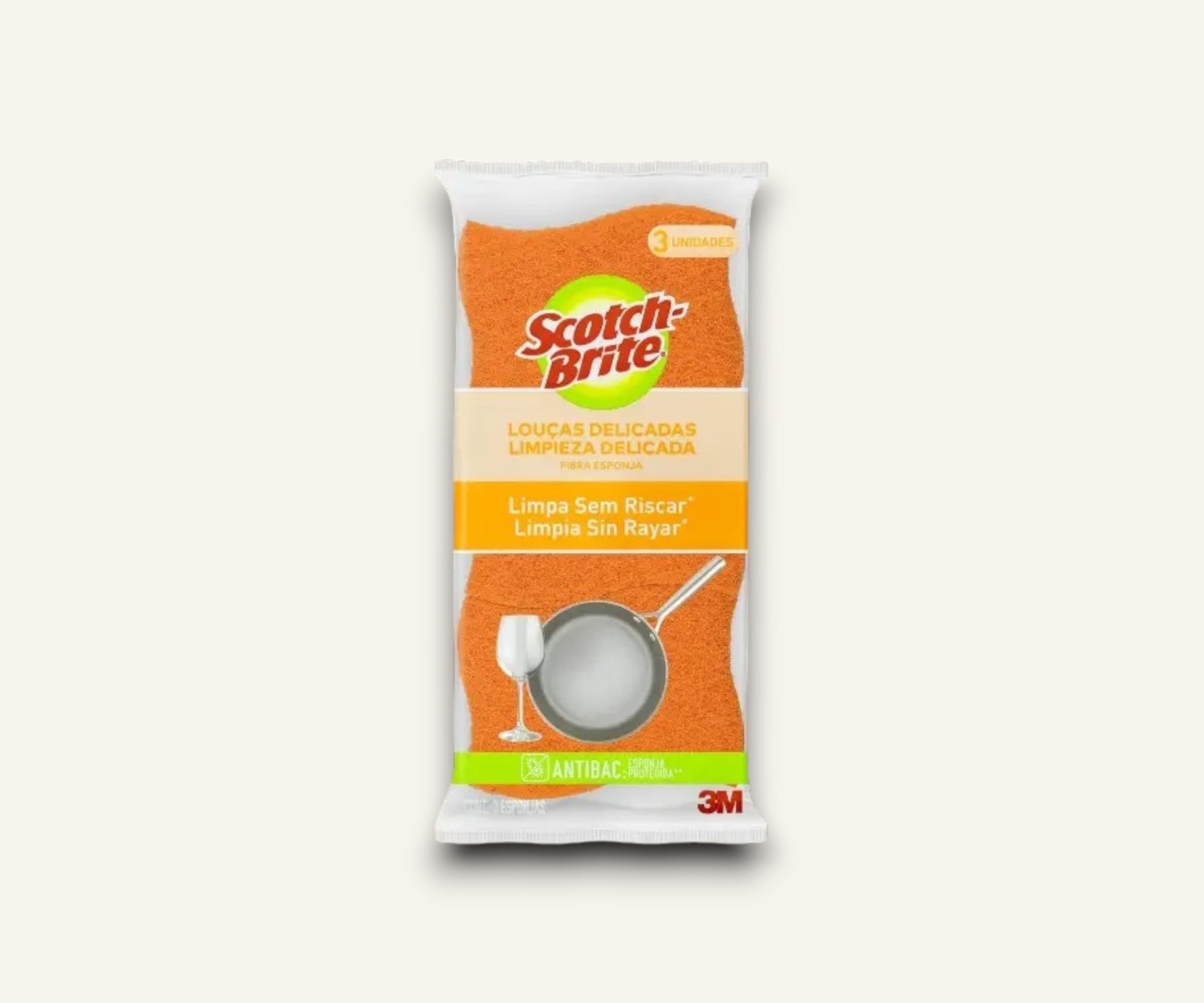 Esponja laranja louças delicadas Scotch-Brite 3un