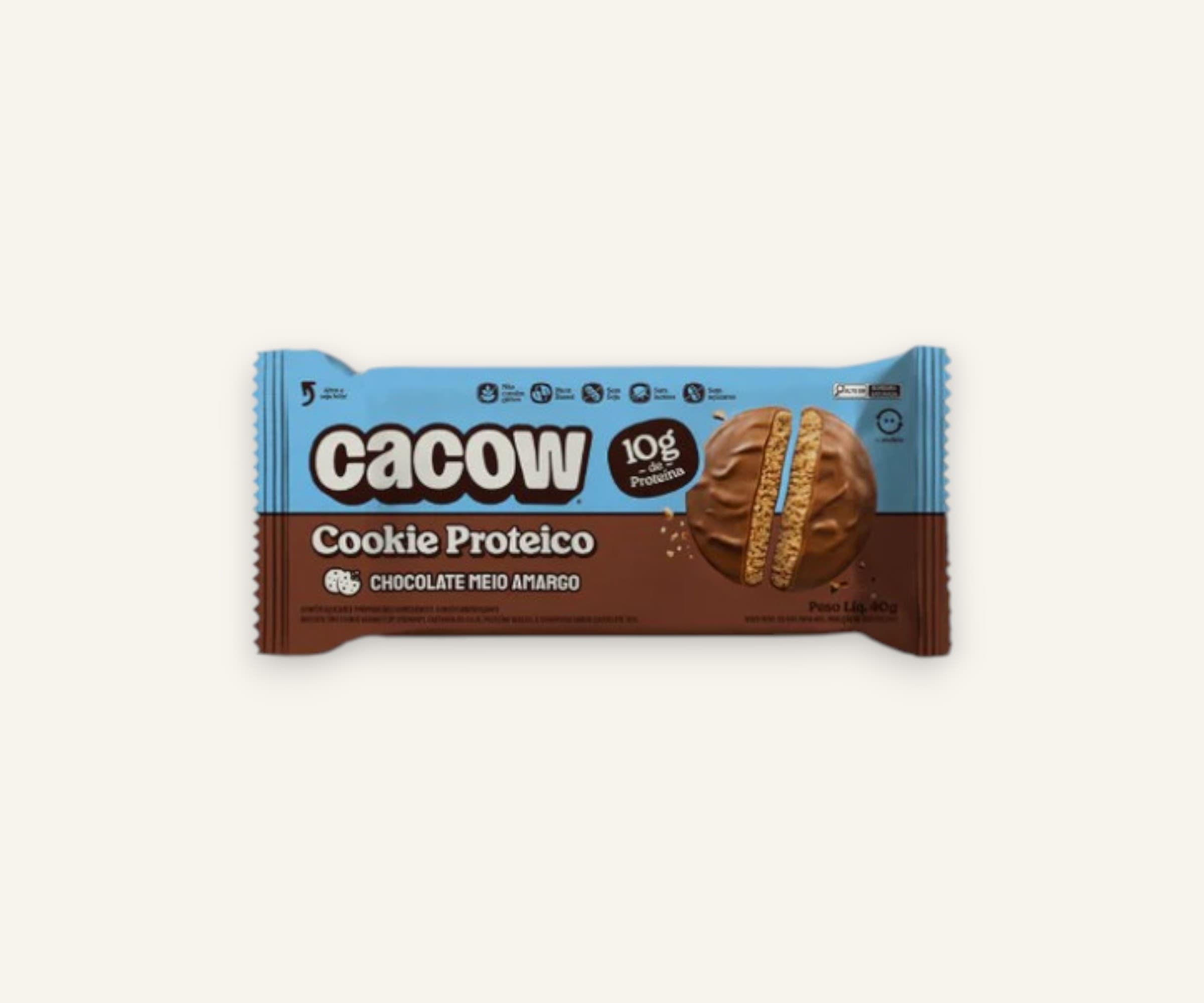 Cookie proteico 10g sabor chocolate amargo 40g