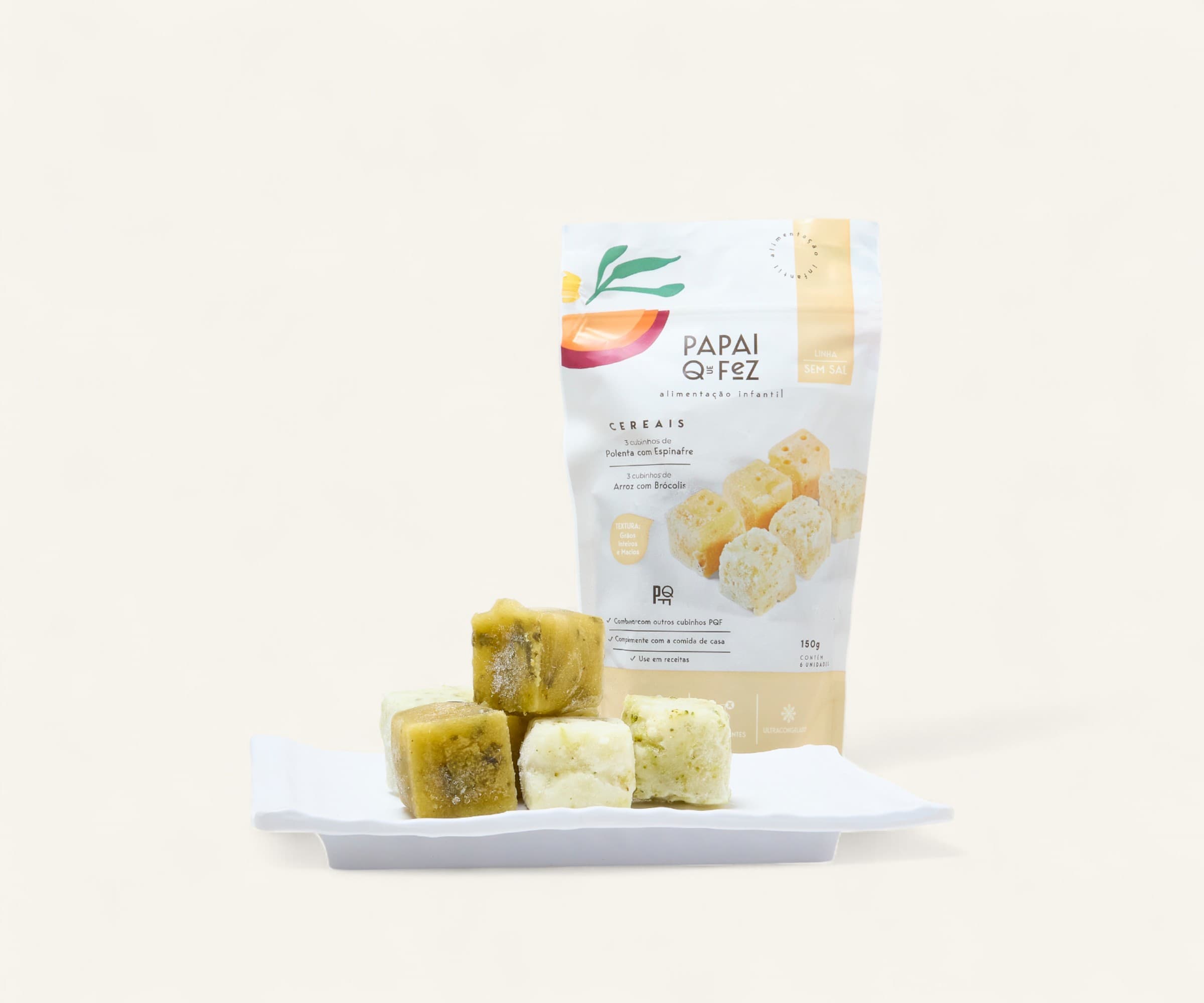 Duo polenta com espinafre e arroz com brócolis Papai que Fez 150g