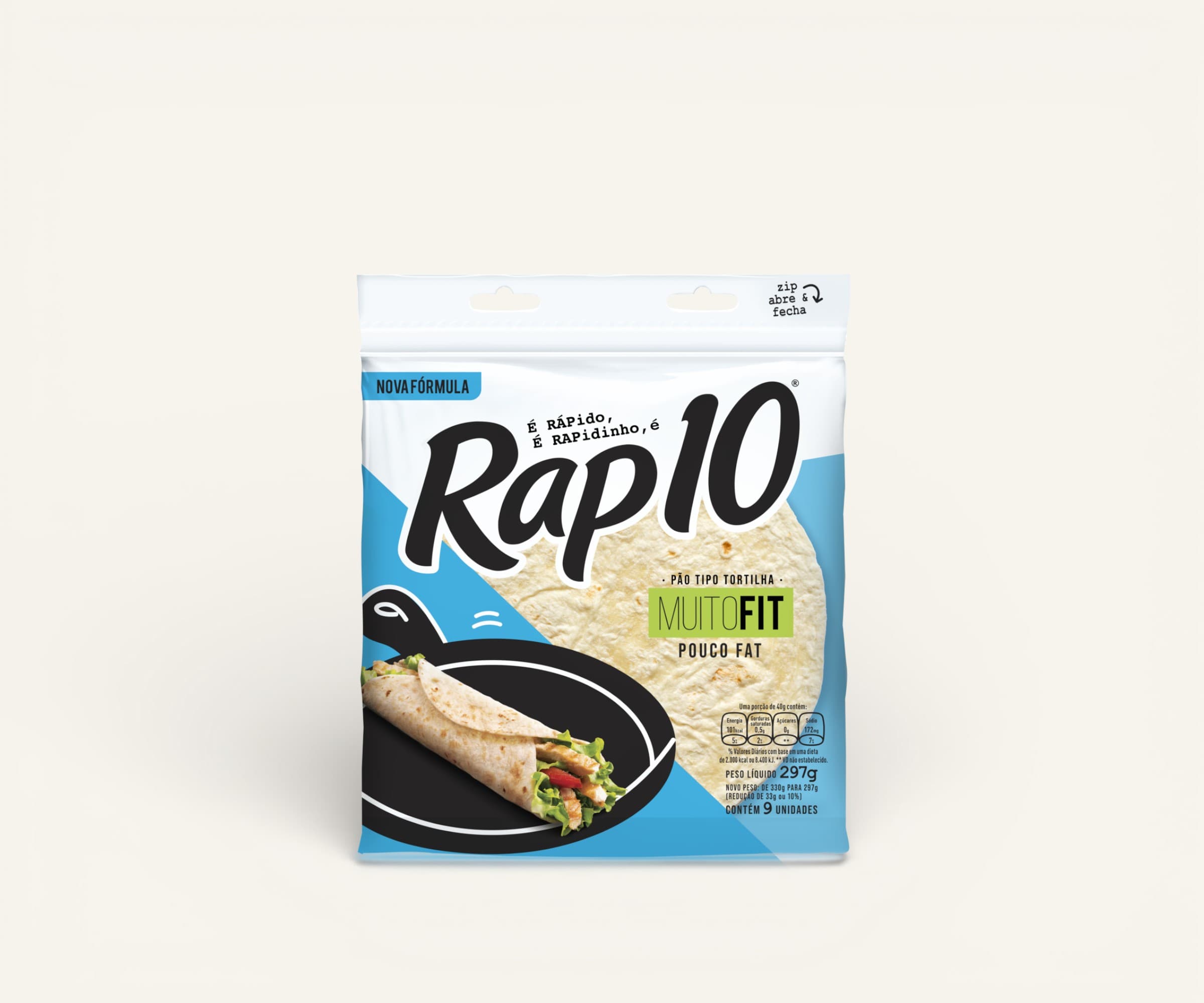 Pão de tortilha Rap10 fit 297g
